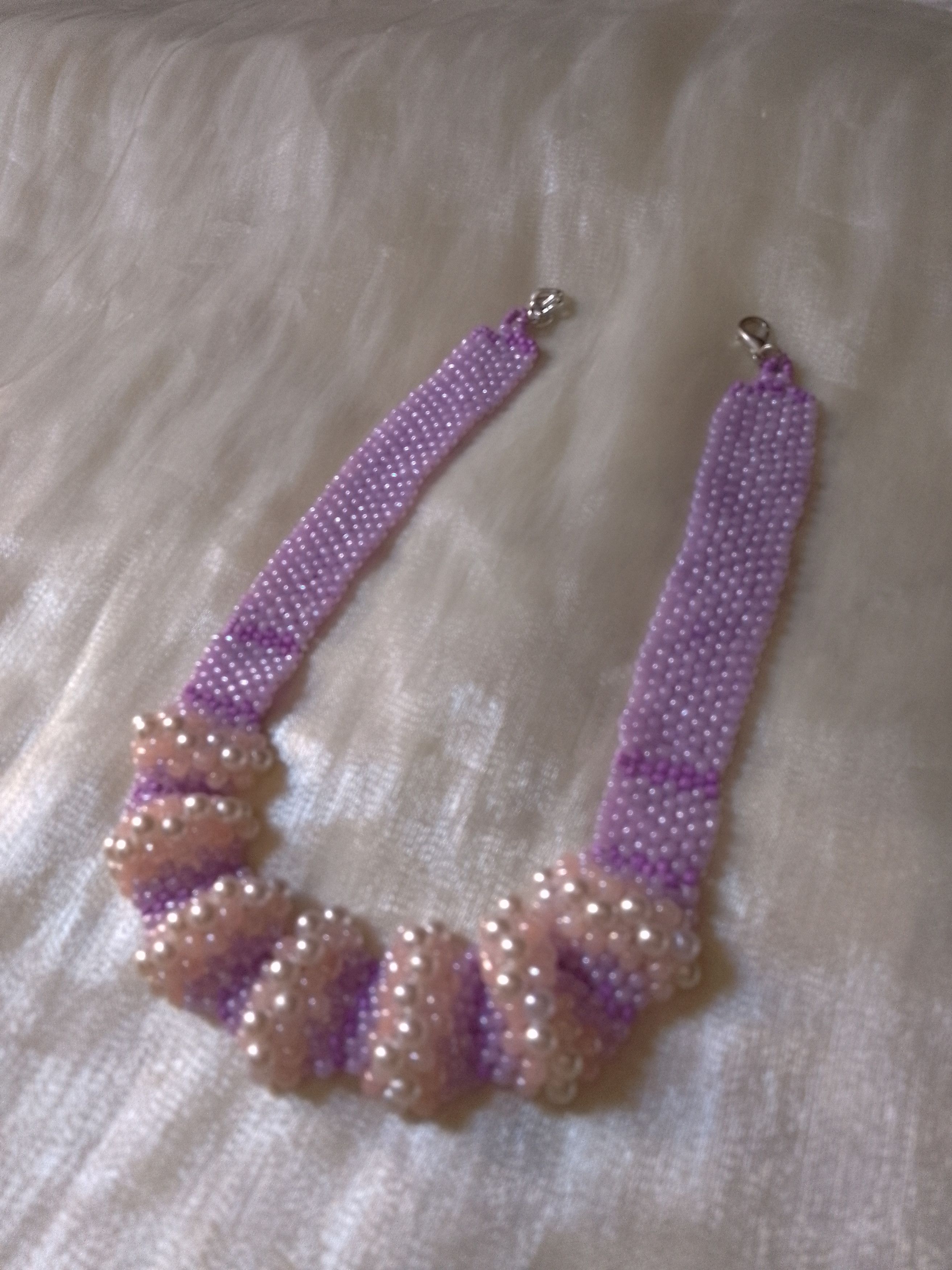 Handmade Necklace Pearls Ivory Soft Purple Elegant Wedding Party Size ONE SIZE - 3 Thumbnail