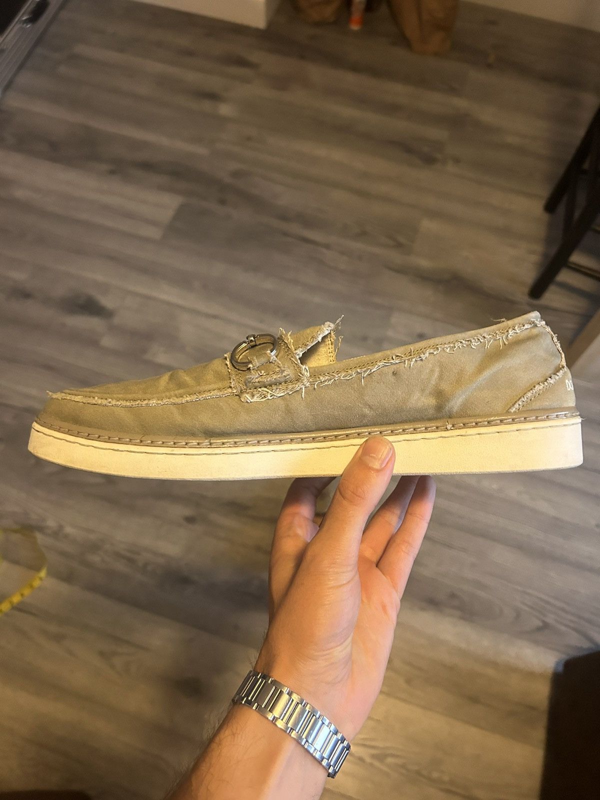 Dolce & Gabbana Dolce & Gabbana Distressed Canvas Horsebit Loafers Size US 11 / EU 44 - 5 Thumbnail