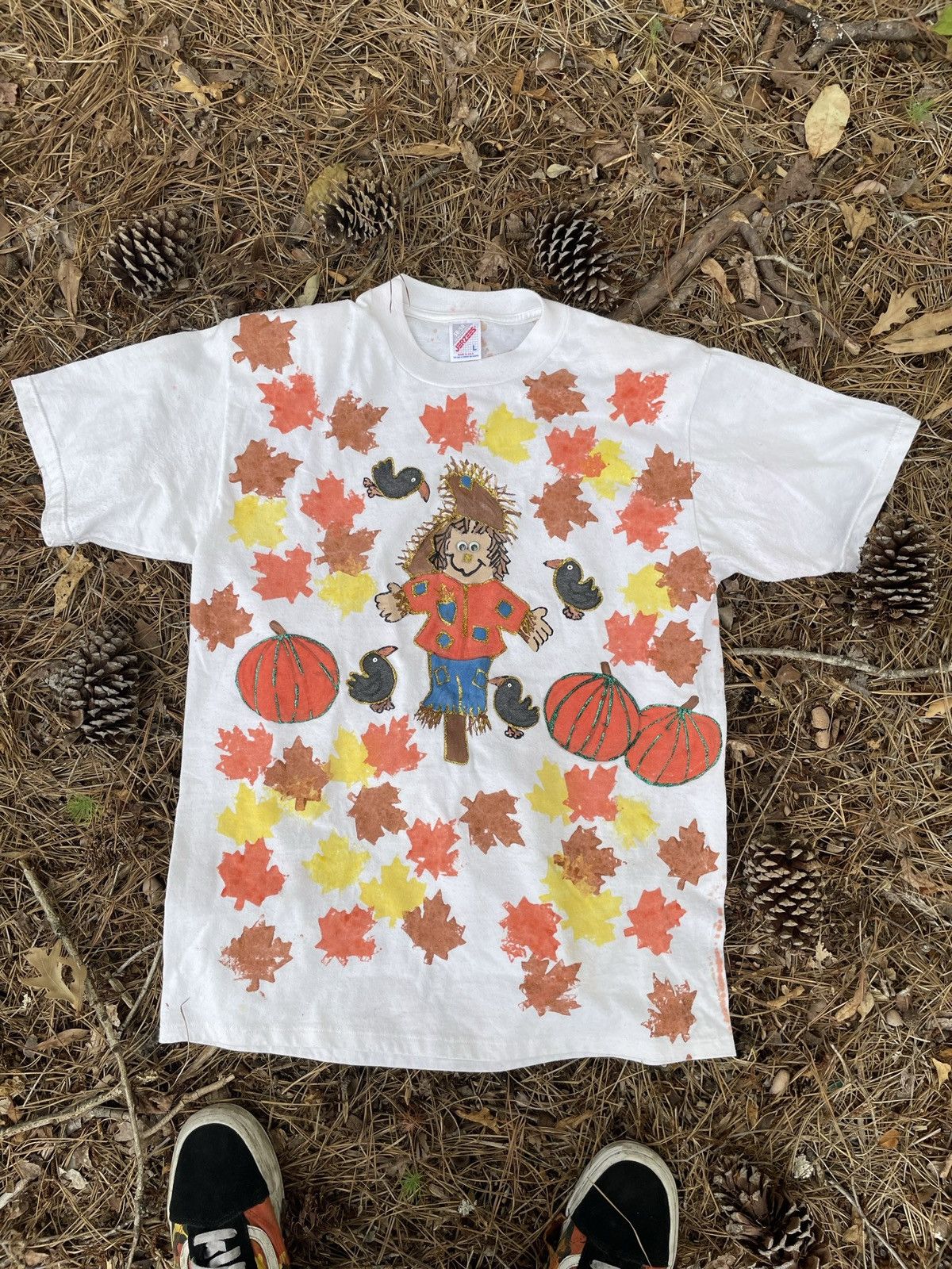 Vintage 90s Autumn Scarecrow Pumpkin Leaf All Over Print Made in USA Size US L / EU 52-54 / 3 - 2 Thumbnail