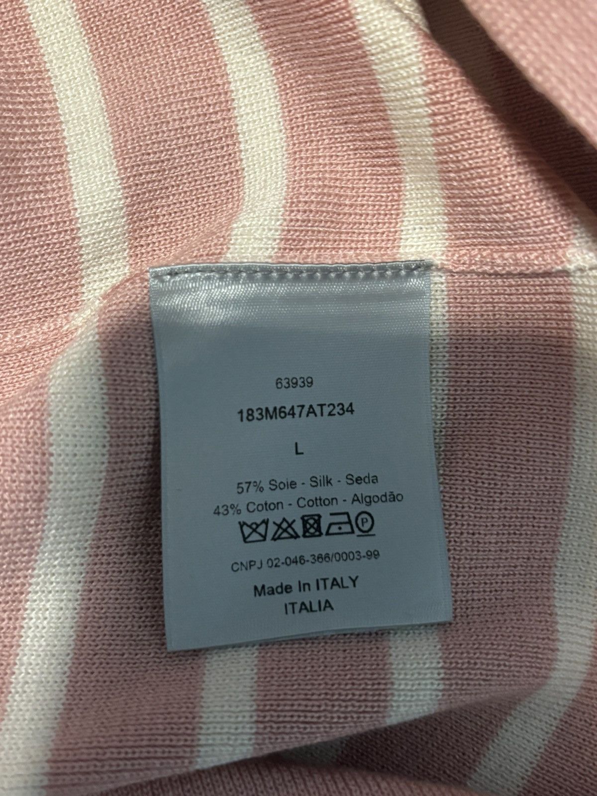 Dior DIOR SS21 Stripe Letter Pattern Round Collar Male Pink Size US L / EU 52-54 / 3 - 3 Thumbnail