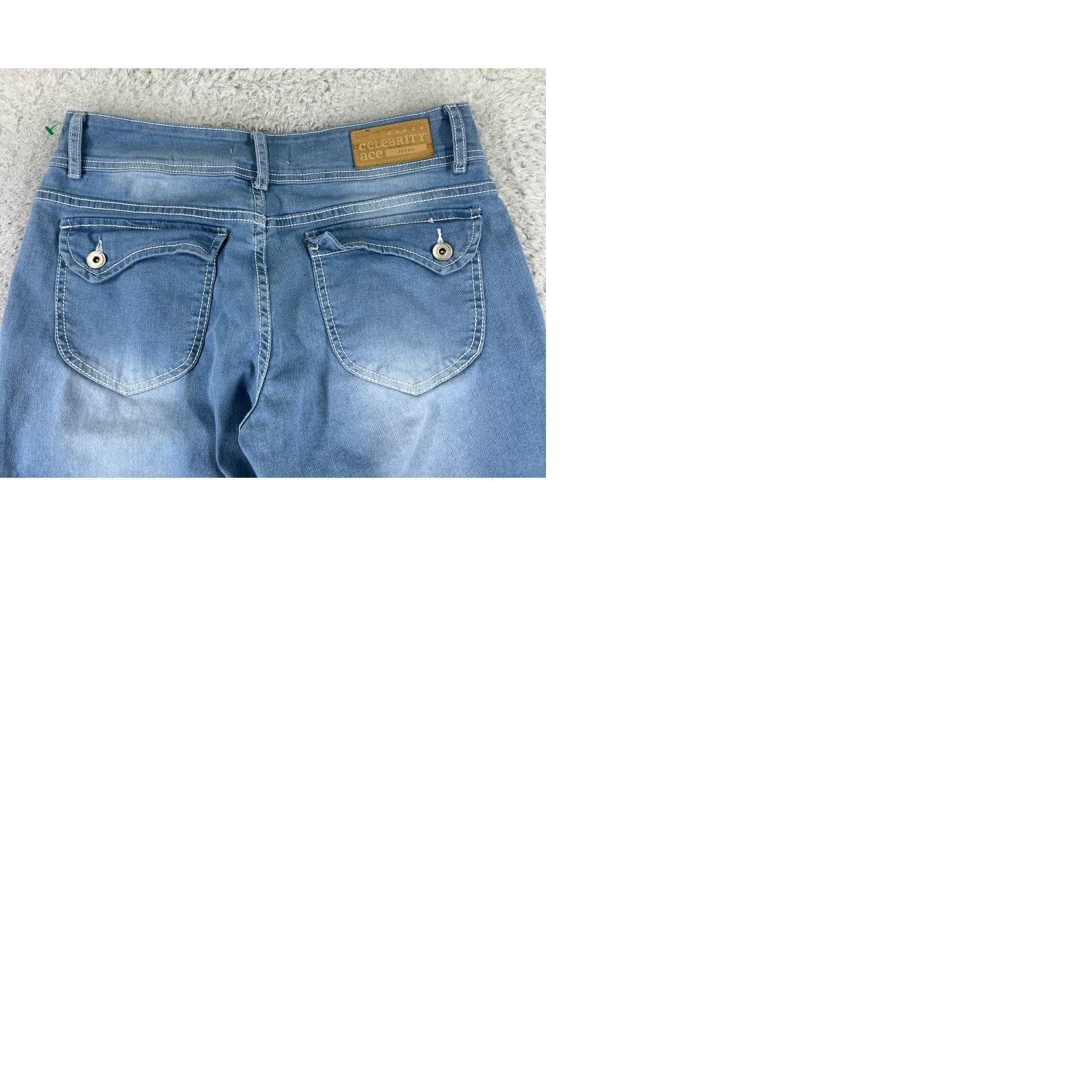 Denime Celebrity Ace Jeans Womens 30x29 Blue Denim Distressed Flared Slim Fit 5-Pocket Logo Button Zip Regular Adult Womens Clothing Size 30" / US 8 / IT 44 - 10 Thumbnail