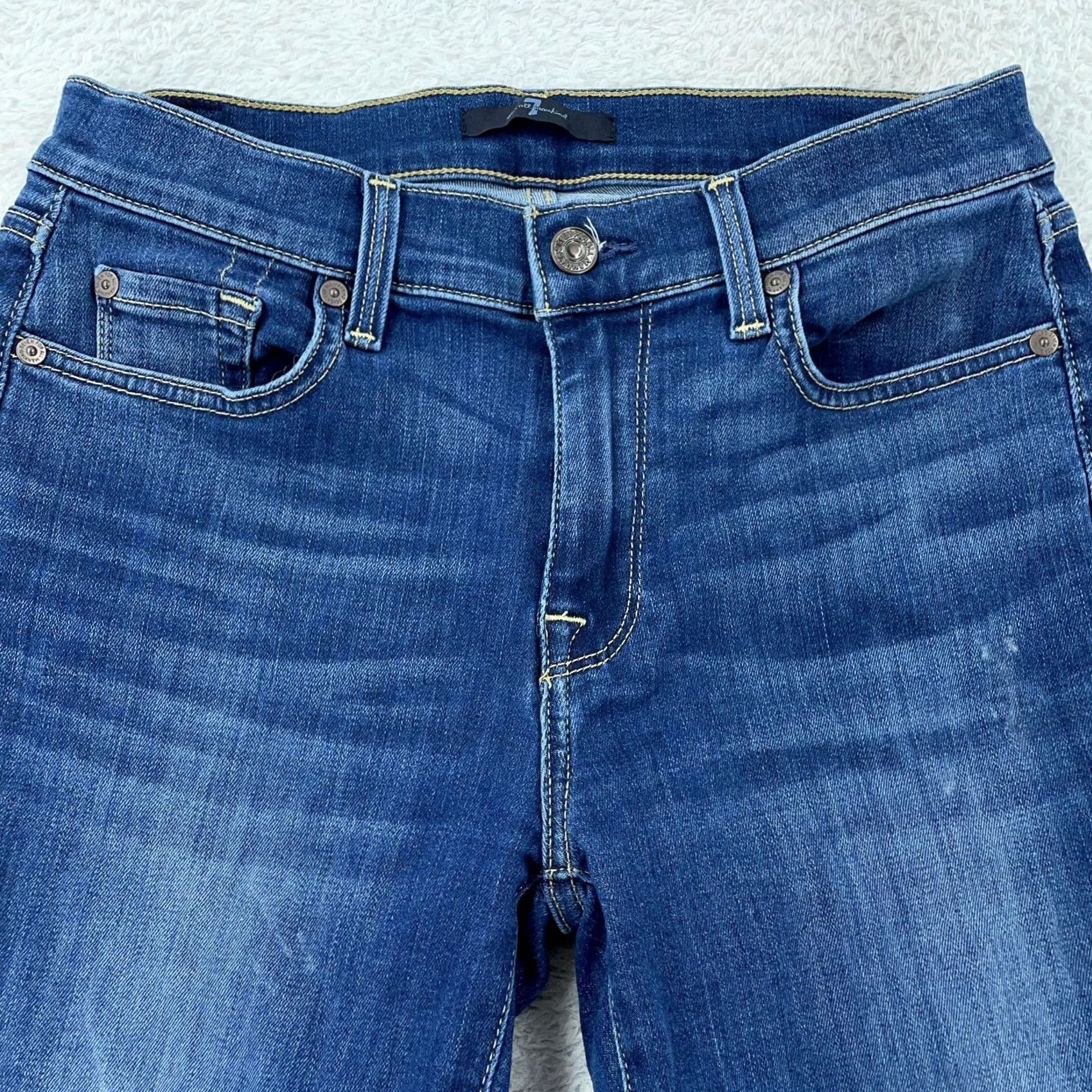 7 For All Mankind 7 For All Mankind Jeans Gwenevere Skinny Stretch Denim Mid Rise Womens 28x29 Blue Slim Pockets Solid Denim 90s Contemporary Womens Jeans Size 28" / US 6 / IT 42 - 2 Thumbnail