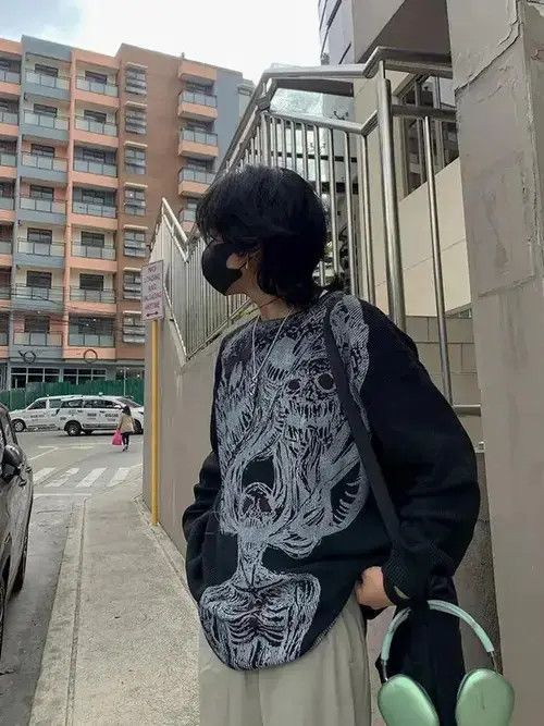 Other Knitted Gothic Punk Style Sweater Pullover Unisex Size US XL / EU 56 / 4 - 3 Thumbnail