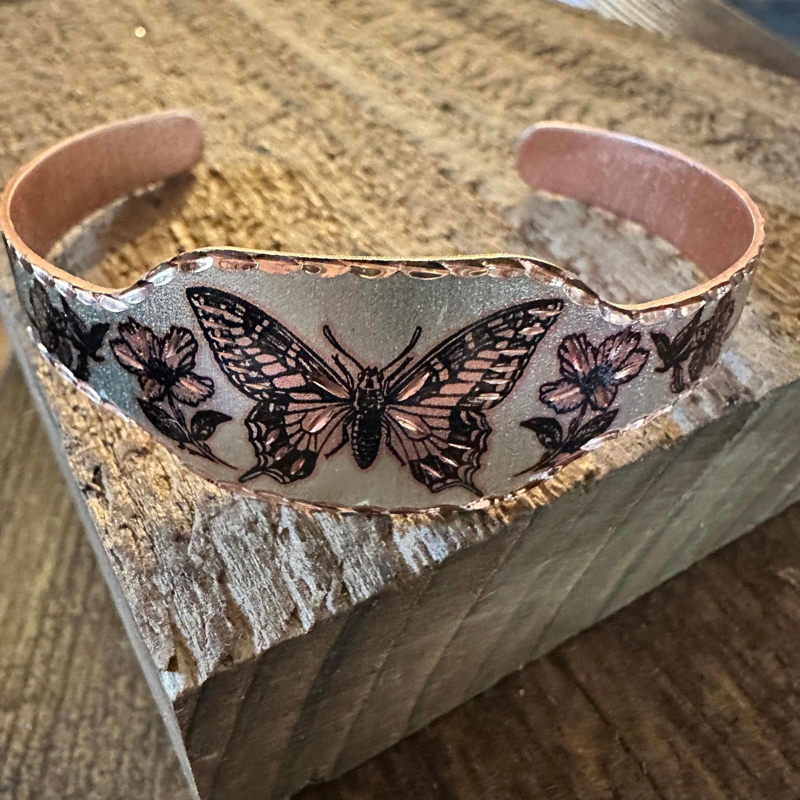 Other Boho Copper Diamond Cut Elegant Butterfly Cuff Bracelet ,Gif Size ONE SIZE - 1 Thumbnail