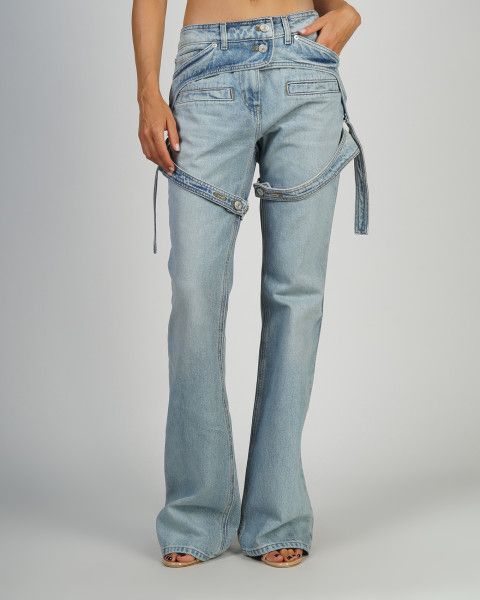 Courreges Solid Color RACER Bootcut Jeans with Adjustable Chaps Straps Size 28" / US 6 / IT 42 - 1 Thumbnail