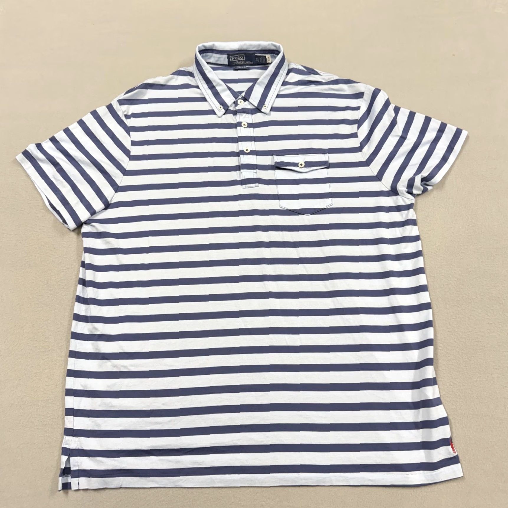 Polo Ralph Lauren Polo By Ralph Lauren Polo Shirt 2XL Blue Stripe Custom Slim Fit Pocket Mens Size US XXL / EU 58 / 5 - 3 Thumbnail