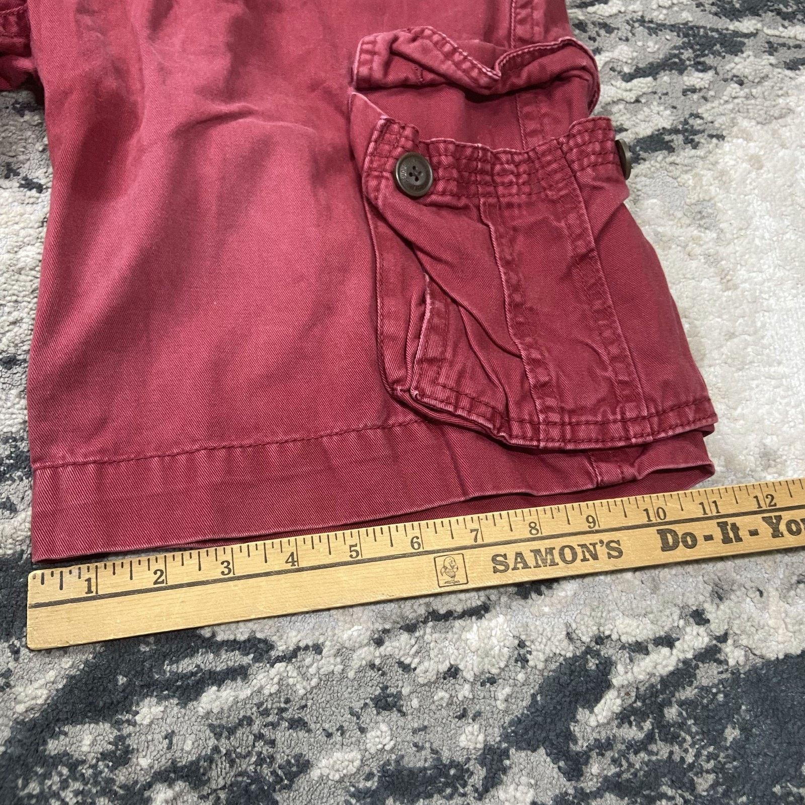 & Other Stories Aeropostale Y2K Cargo Shorts Mens 30 Red Canvas Cotton Size US 30 / EU 46 - 2 Thumbnail