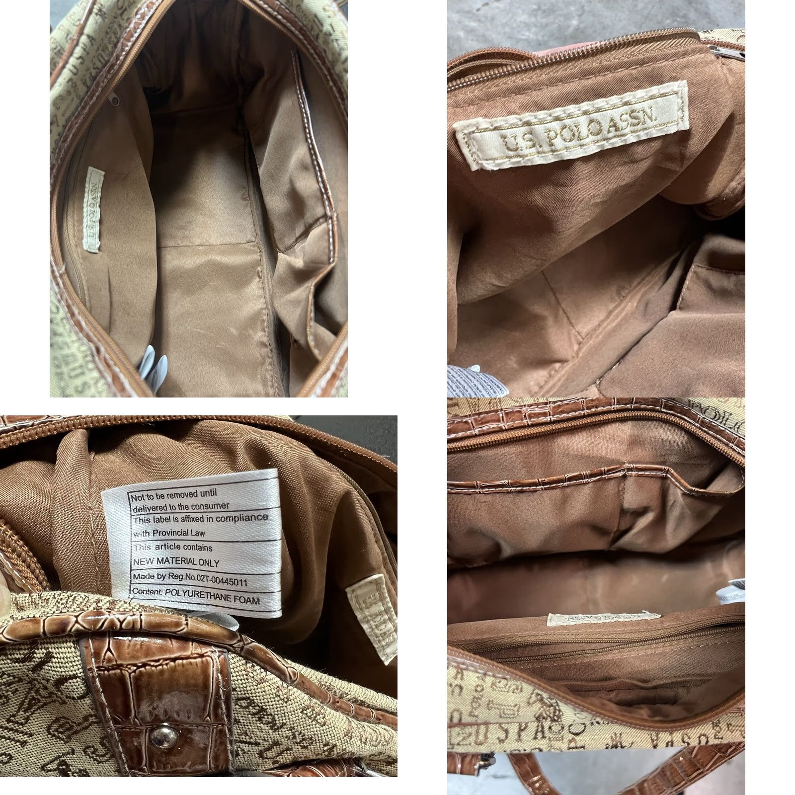 Vintage VINTAGE U.S. Polo Assn Shoulder Bag Purse All Over Logo Print Slouchy Hand Used VTG Women Tan Brown Canvas Bag Size ONE SIZE - 8 Thumbnail