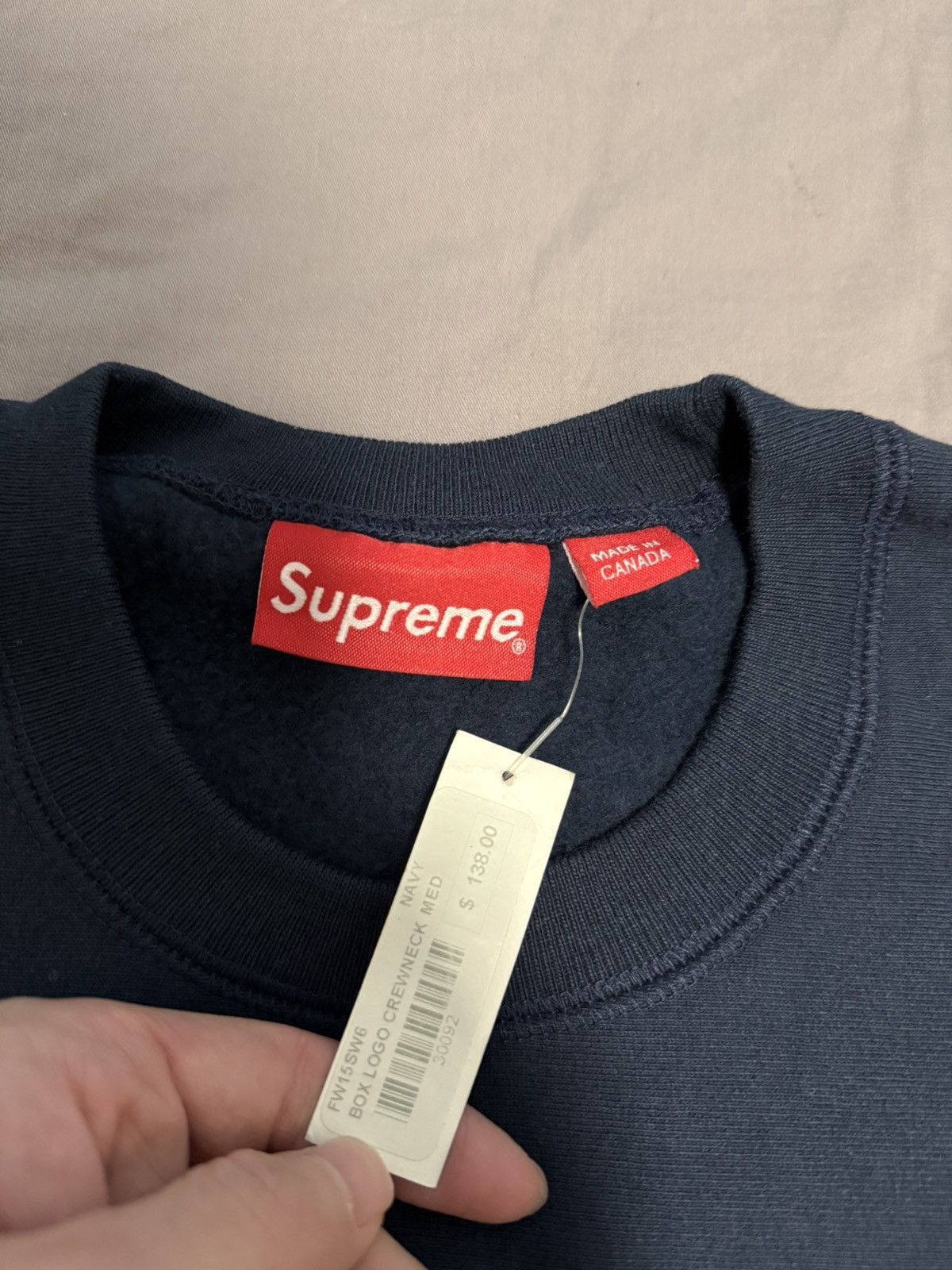 Supreme Supreme fw15 red on navy box logo crewneck Size US M / EU 48-50 / 2 - 3 Thumbnail