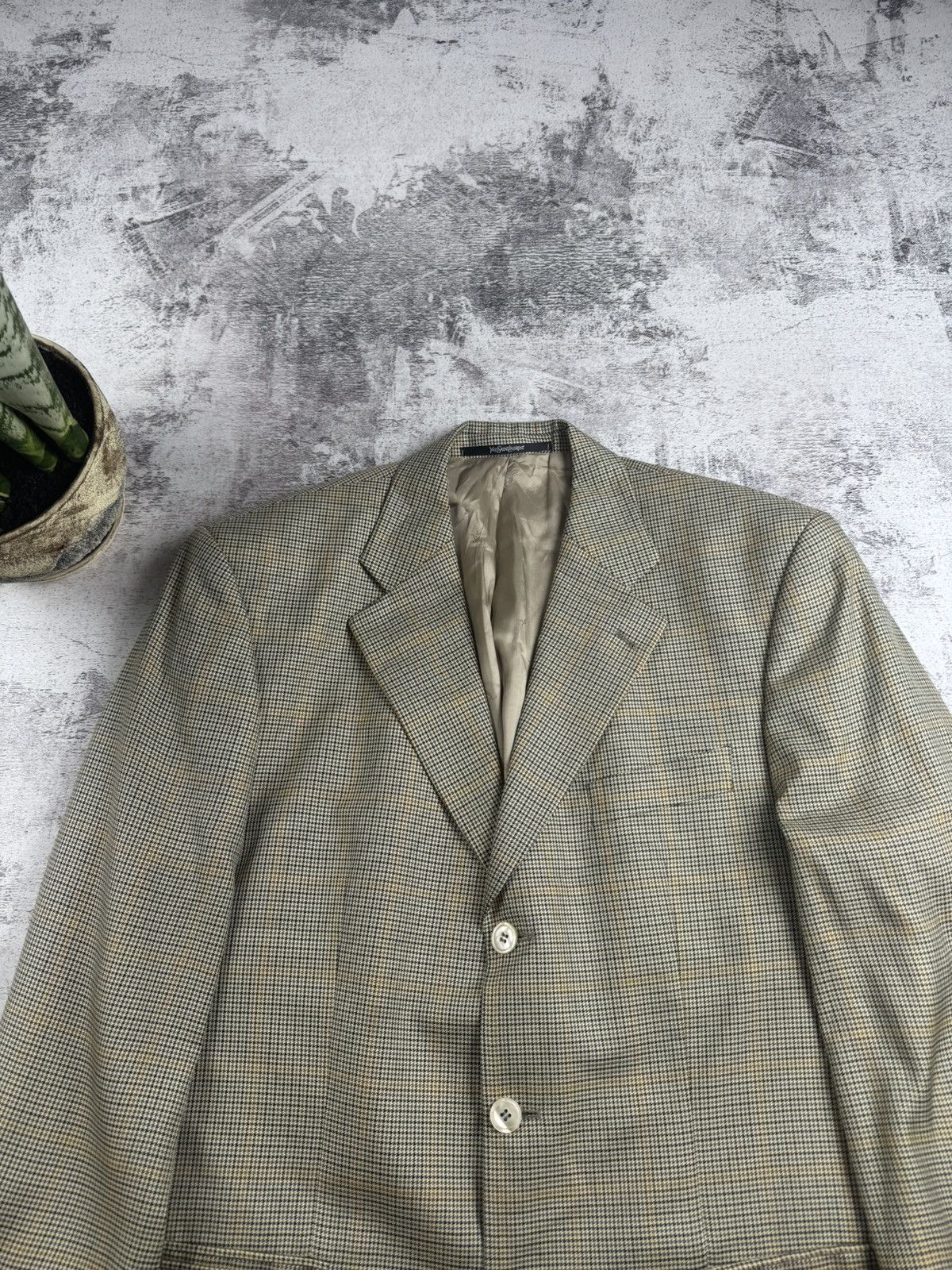 Yves Saint Laurent Yves Saint Laurent YSL Men’s Houndstooth Size 52 Classic Blazer Suit Jacket Size 52R - 6 Thumbnail