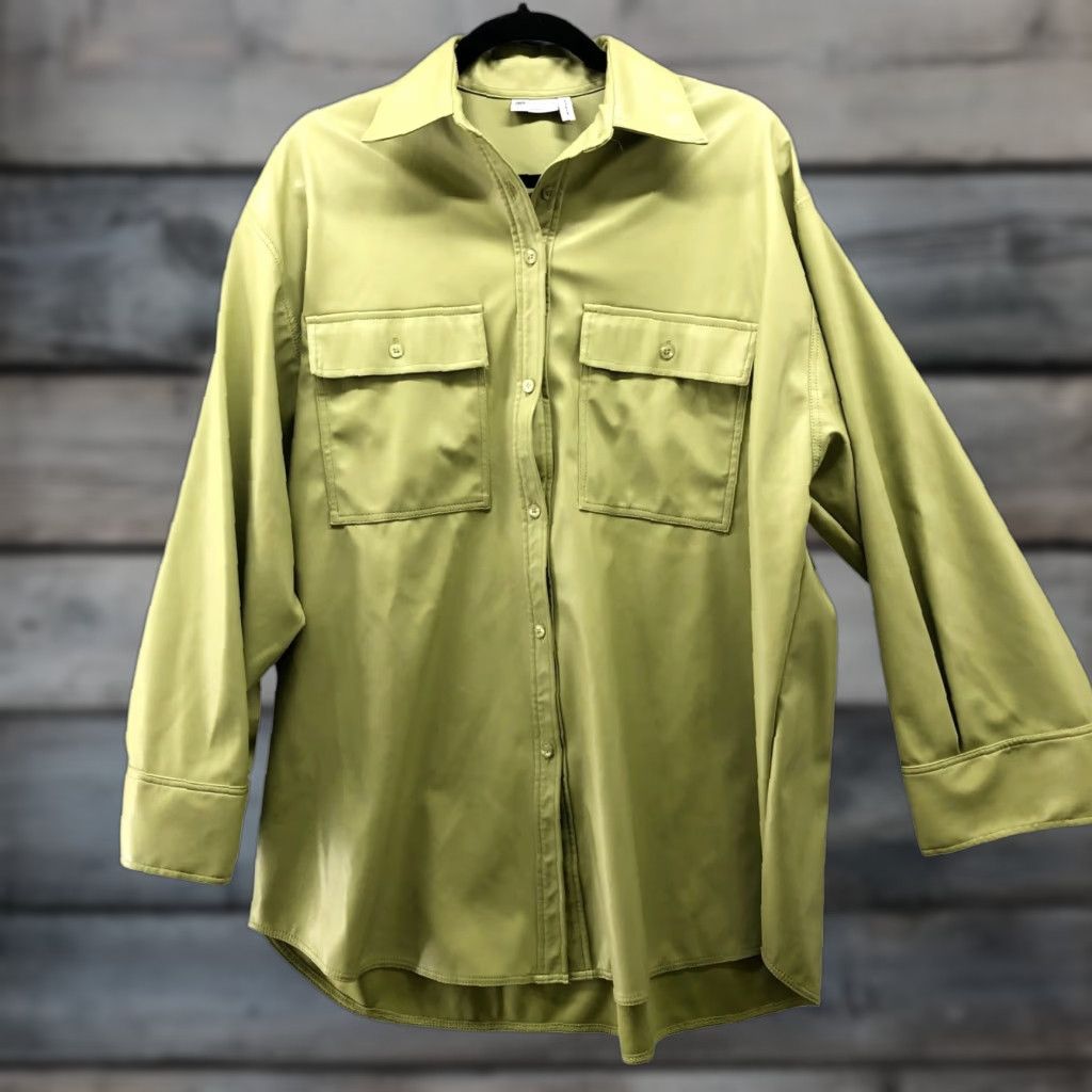 Asos ASOS Faux Leather Oversized Shirt Jacket Womens 4 (S) Lime Green Shacket Shirt Jacket Womens 4 Lime Green ASOS Oversized Shacket Green Casual 90s? Size S / US 4 / IT 40 - 1 Thumbnail