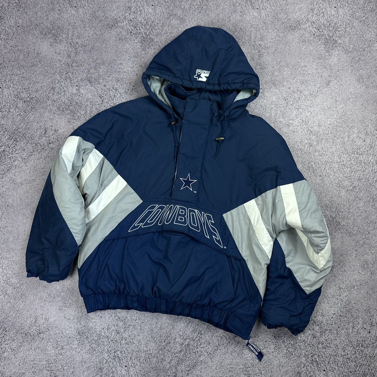 Starter Vintage 90's Dallas Cowboys NFL STARTER 1/2 Zip Jacket sz L Size US L / EU 52-54 / 3 - 1 Thumbnail