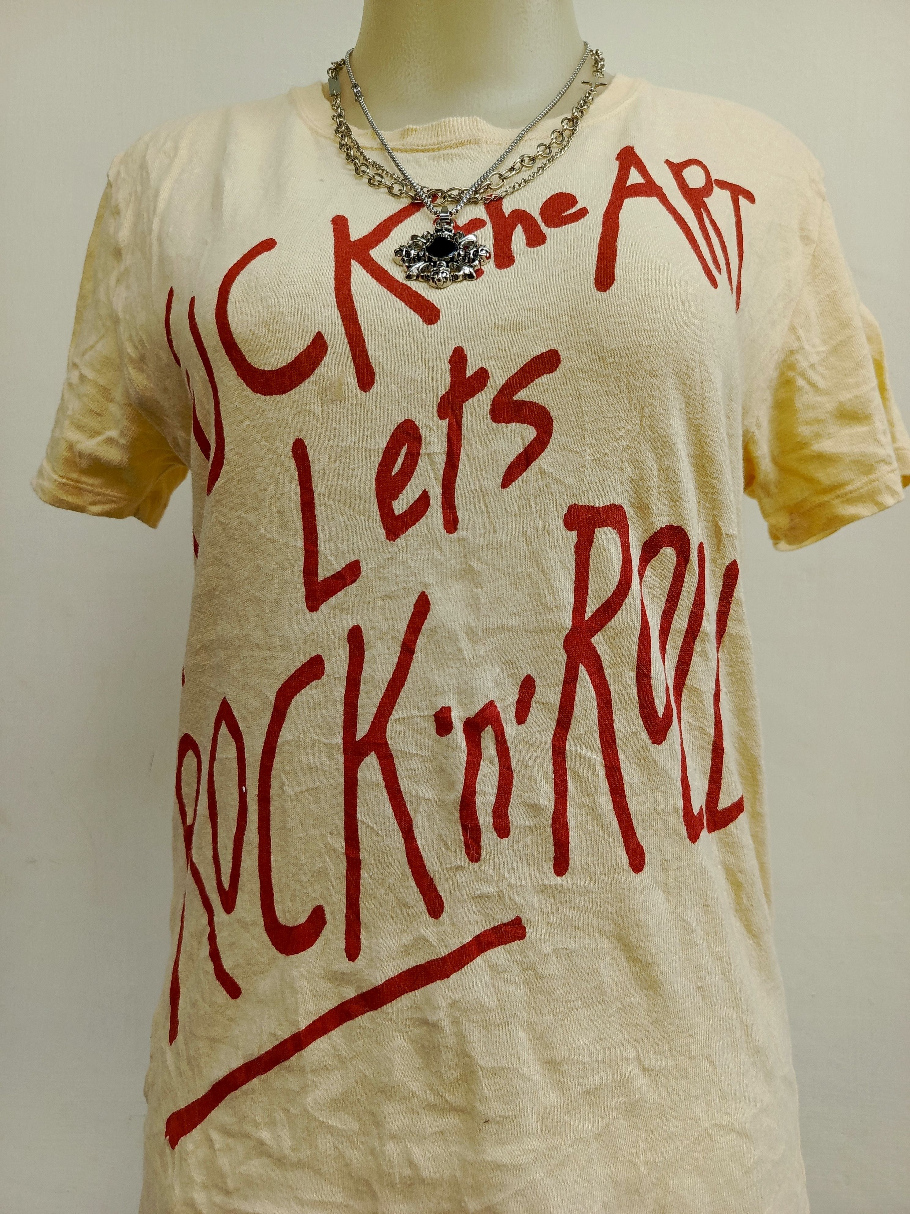 Japanese Brand Worn Free Fuck The Art Lets Rock N Roll Punk Rock Tee Size XS / US 0-2 / IT 36-38 - 3 Thumbnail