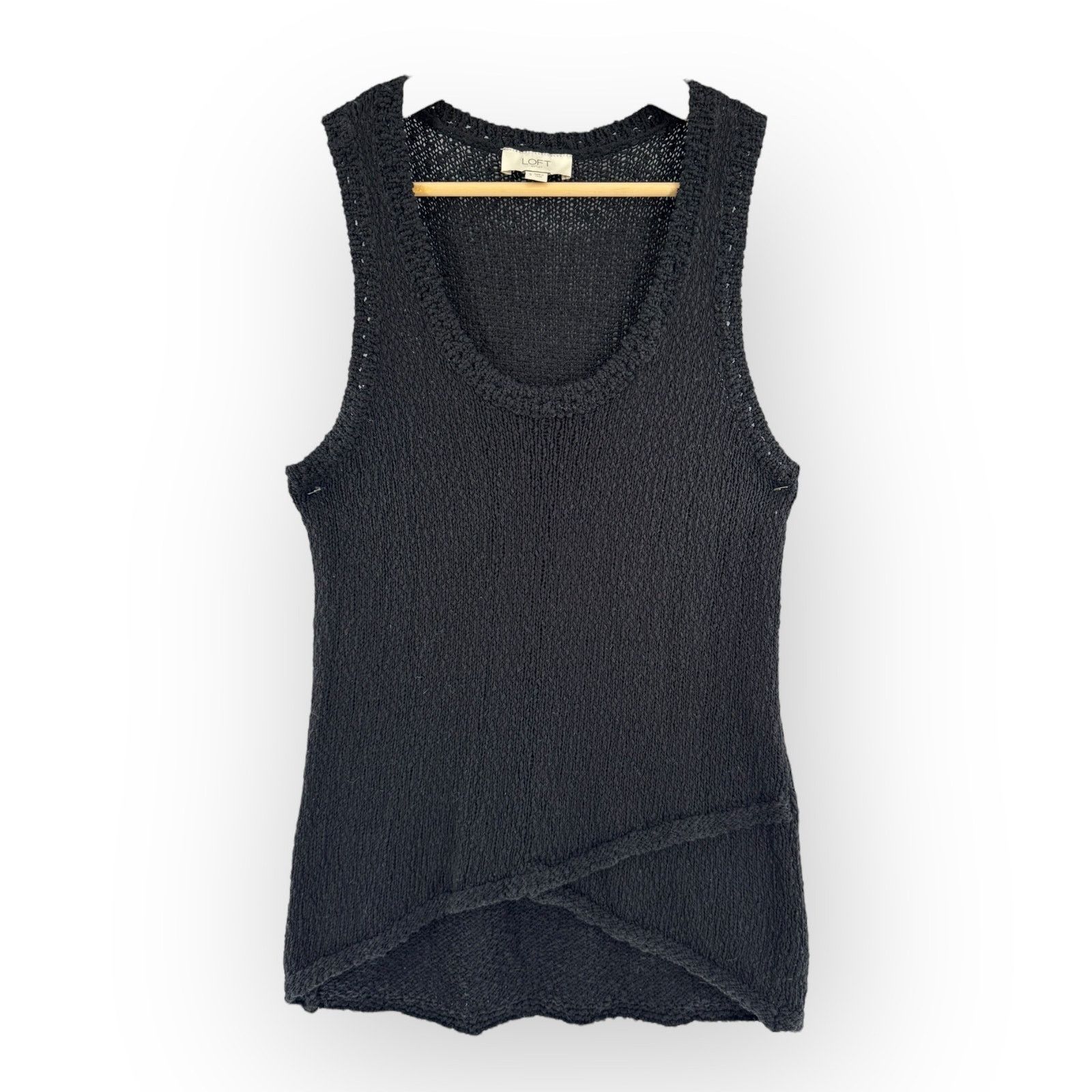 Loft LOFT Black Open Knit Sweater Tank Scoop Neck Sleeveless Sz S Size S / US 4 / IT 40 - 2 Thumbnail
