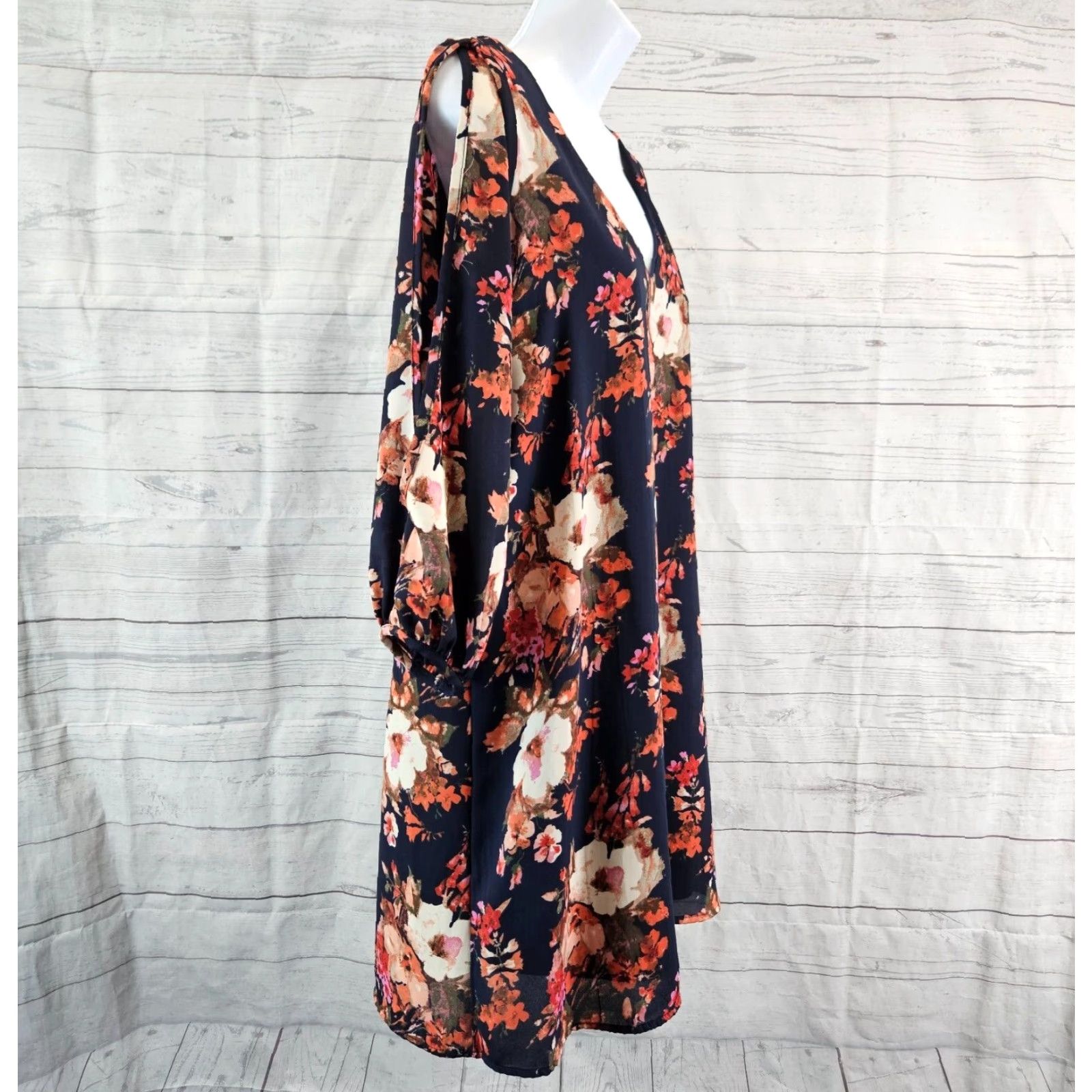 Lulus Lulus Womens Shifting Dress Sz S Blue Floral 3/4 Sleeve Short Size S / US 4 / IT 40 - 3 Thumbnail
