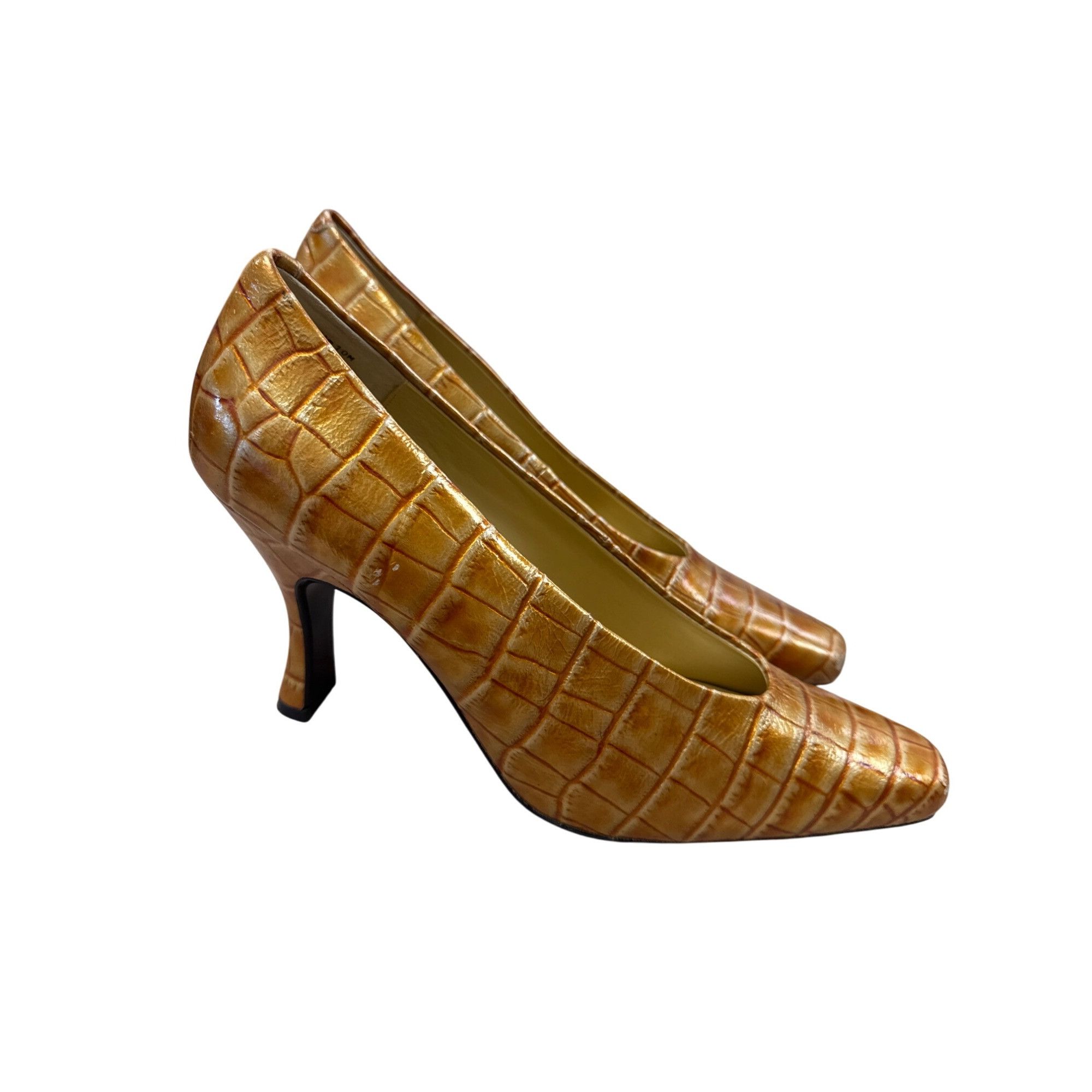 Designer Bellini Coiette womens leather Gold 4inch heels 10M SKU 7244 Size US 10 / IT 40 - 4 Thumbnail