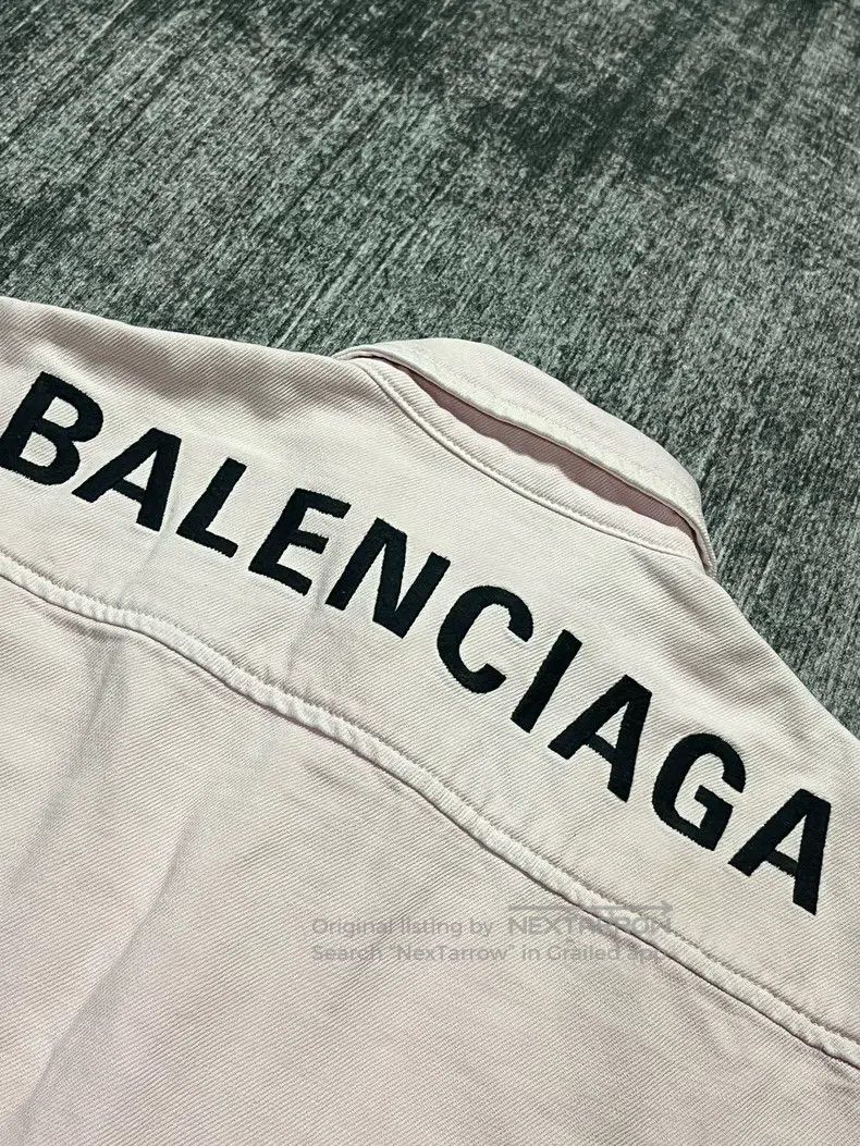 Balenciaga Balenciaga Back Large Logo Light Pink Denim Jacket Size XS / US 0-2 / IT 36-38 - 3 Thumbnail