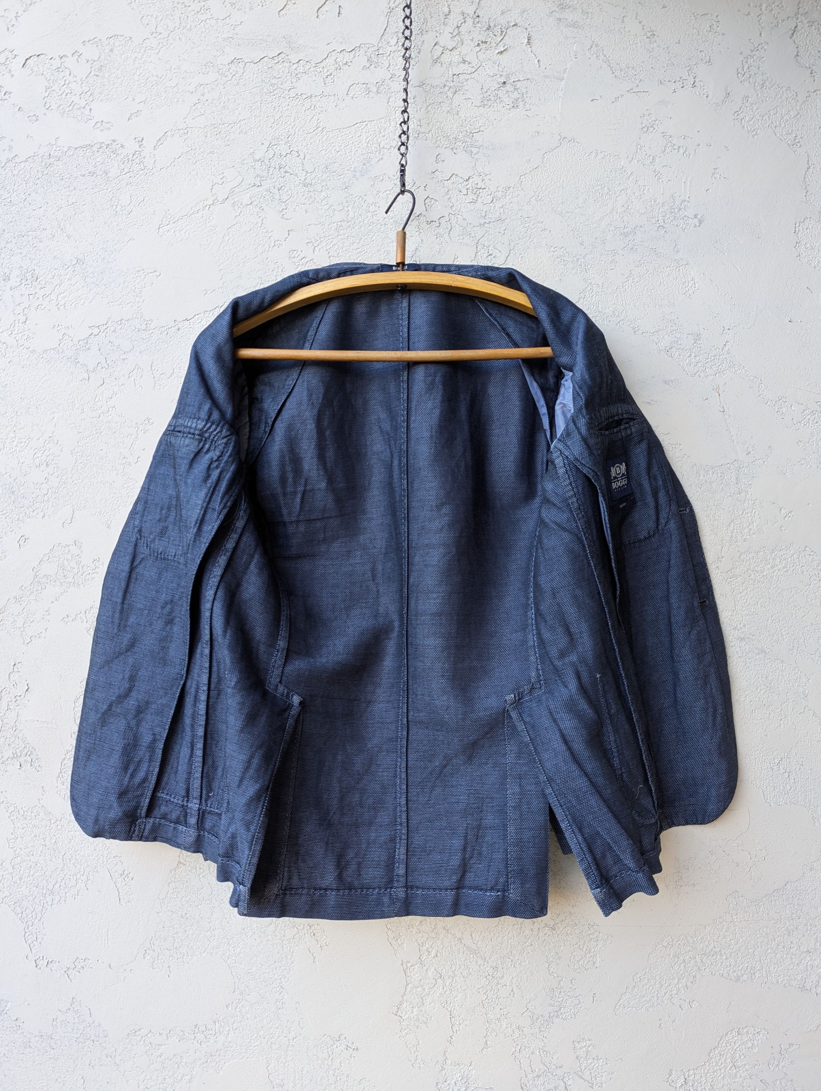 Boggi Boggi Milano Linen-Blend Blazer Blue Slim Fit Jacket Size 38S - 10 Thumbnail