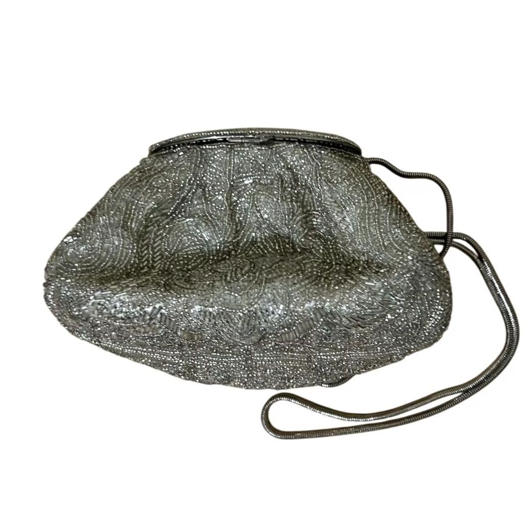 Nique VINTAGE Le Regale Evening Bag Beaded Art Deco Handmade Silver Stunning Unique Bag Size ONE SIZE - 6 Thumbnail