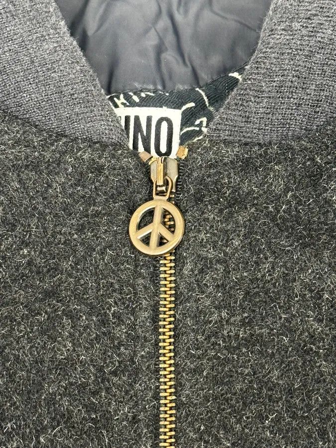 Moschino 1990s Moschino Grey Wool Bomber Jacket Size US L / EU 52-54 / 3 - 9 Thumbnail