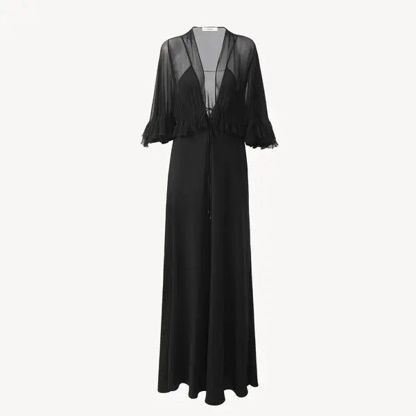 Chloe o1loc1c10226 V-neck Long Dress in Black Size S / US 4 / IT 40 - 1 Thumbnail