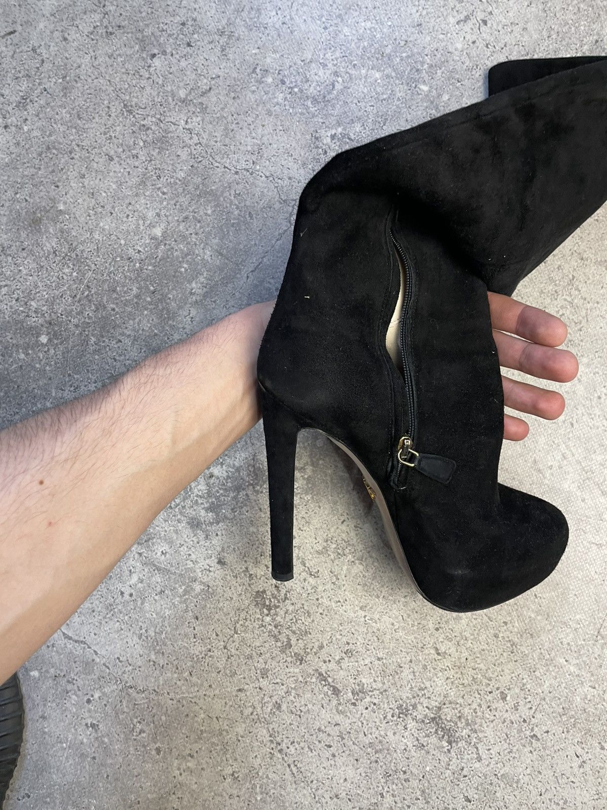 Prada Prada Black Suede High Knee Heels Boots Size US 7.5 / IT 37.5 - 13 Thumbnail