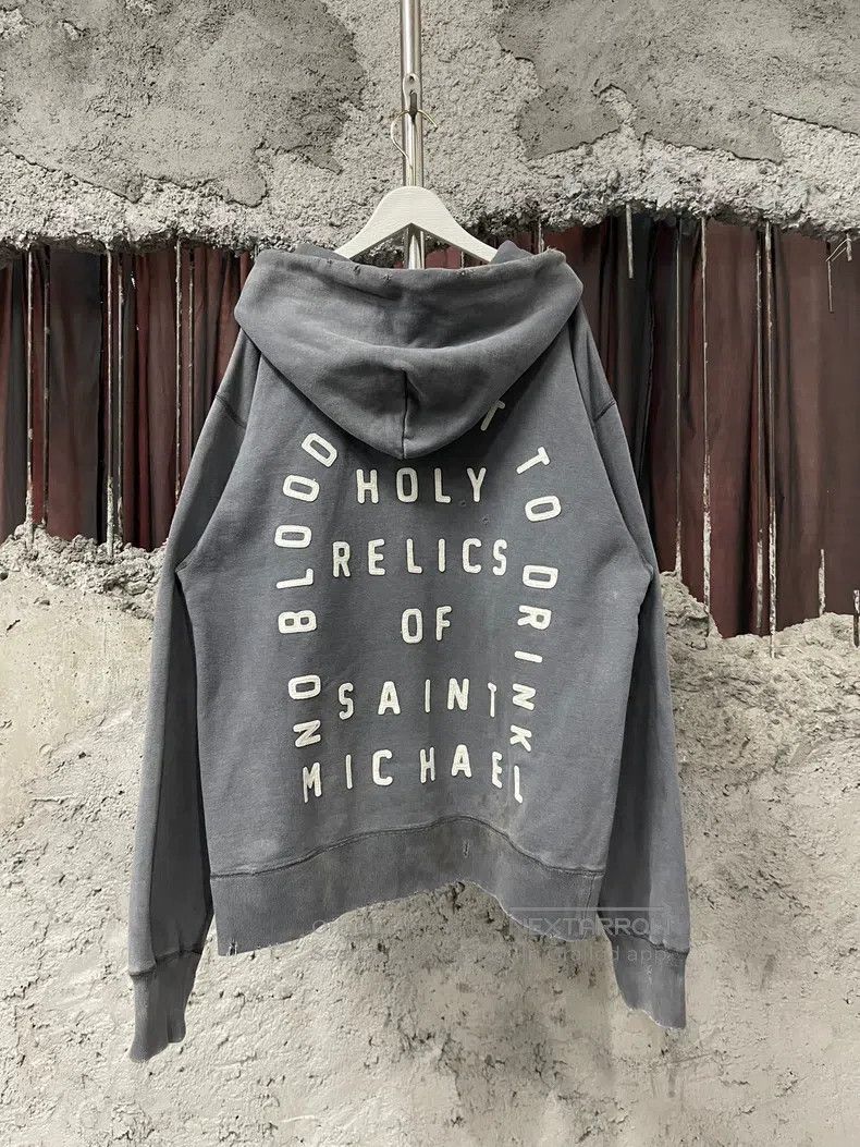 Saint Michael Saint Michael Washed blue distressed sweatshirt hoodie Size US L / EU 52-54 / 3 - 2 Thumbnail