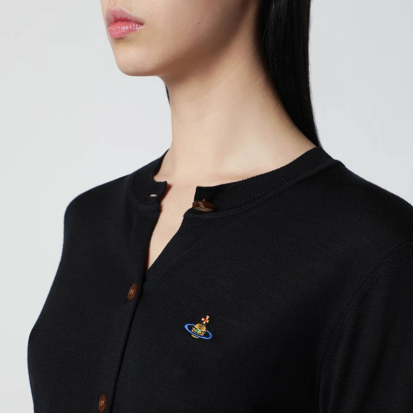 Vivienne Westwood o1d2blof0526 Cropped Wool And Silk Cardigan in Black Size S / US 4 / IT 40 - 4 Thumbnail
