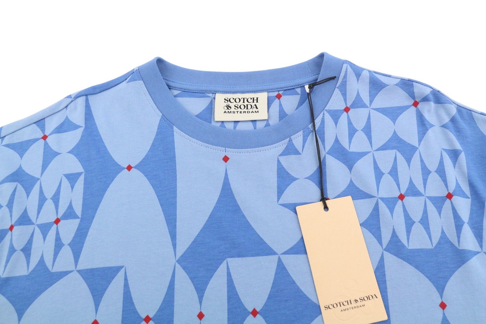 Scotch & Soda M Diamond Blue Aop Tricot Crew Neck Short Sleeve 91041 Size US M / EU 48-50 / 2 - 5 Thumbnail