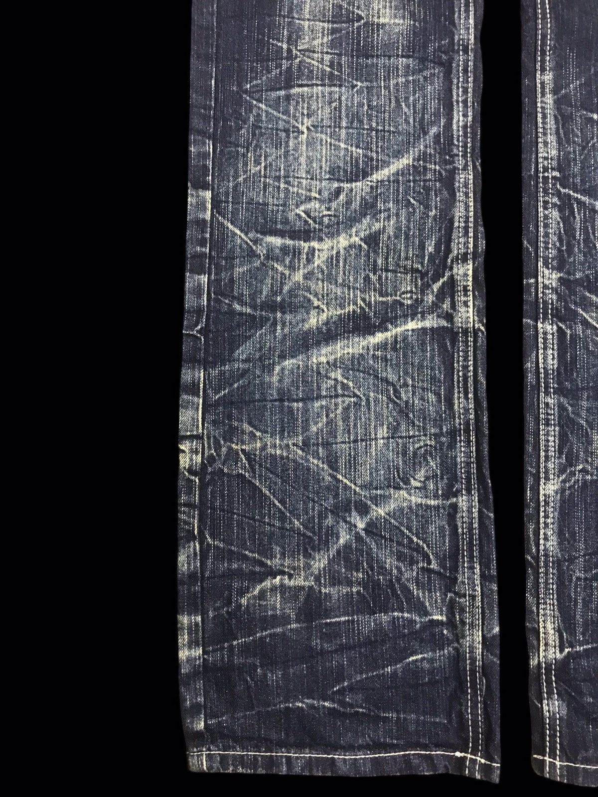 Japanese Brand 💥DOUBLE WAIST💥BLOW BY BLUE INDIGO CRAZY FADES DENIM F314 Size US 33 - 8 Thumbnail