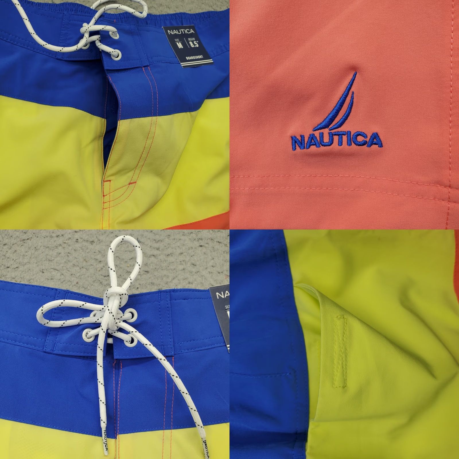 Nautica Nautica Board Shorts Mens Colorblock 8.5" Inseam M Multicolor Drawstring Bottoms Size US 31 - 8 Thumbnail