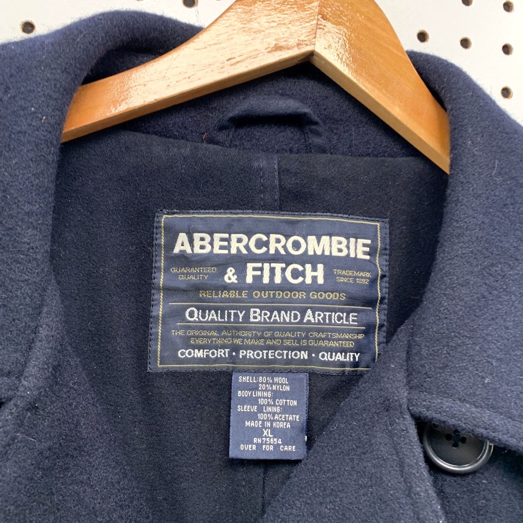 Abercrombie & Fitch Abercrombie & Fitch Wool Peacoat Men L Navy Blue Thick Heavy Double Breasted Vintage Regular Coat Size US L / EU 52-54 / 3 - 3 Thumbnail