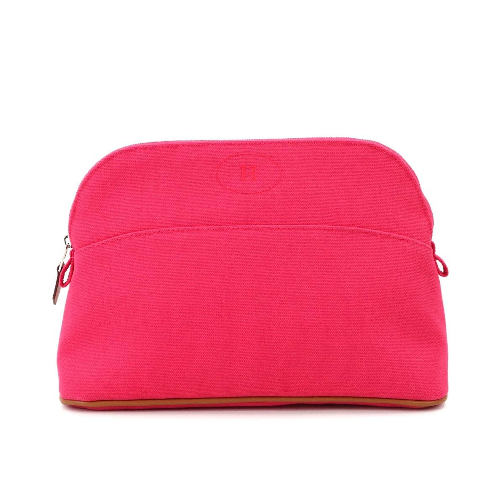 Hermes Hermes Bolide Handbag Pouch MM Cotton Canvas Leather Hibiscus Silver Hardware Size ONE SIZE - 1 Thumbnail