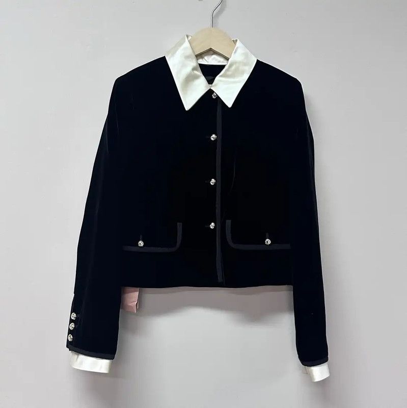Miu Miu Miu Miu Black Velvet Women's Coat 0089 Size XS / US 0-2 / IT 36-38 - 1 Thumbnail