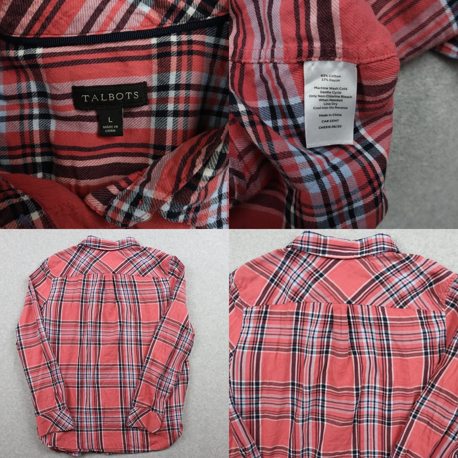 Talbots Talbots Shirt Womens Large Casual Button Up Pink Plaid Long Sleeve Size L / US 10 / IT 46 - 8 Thumbnail
