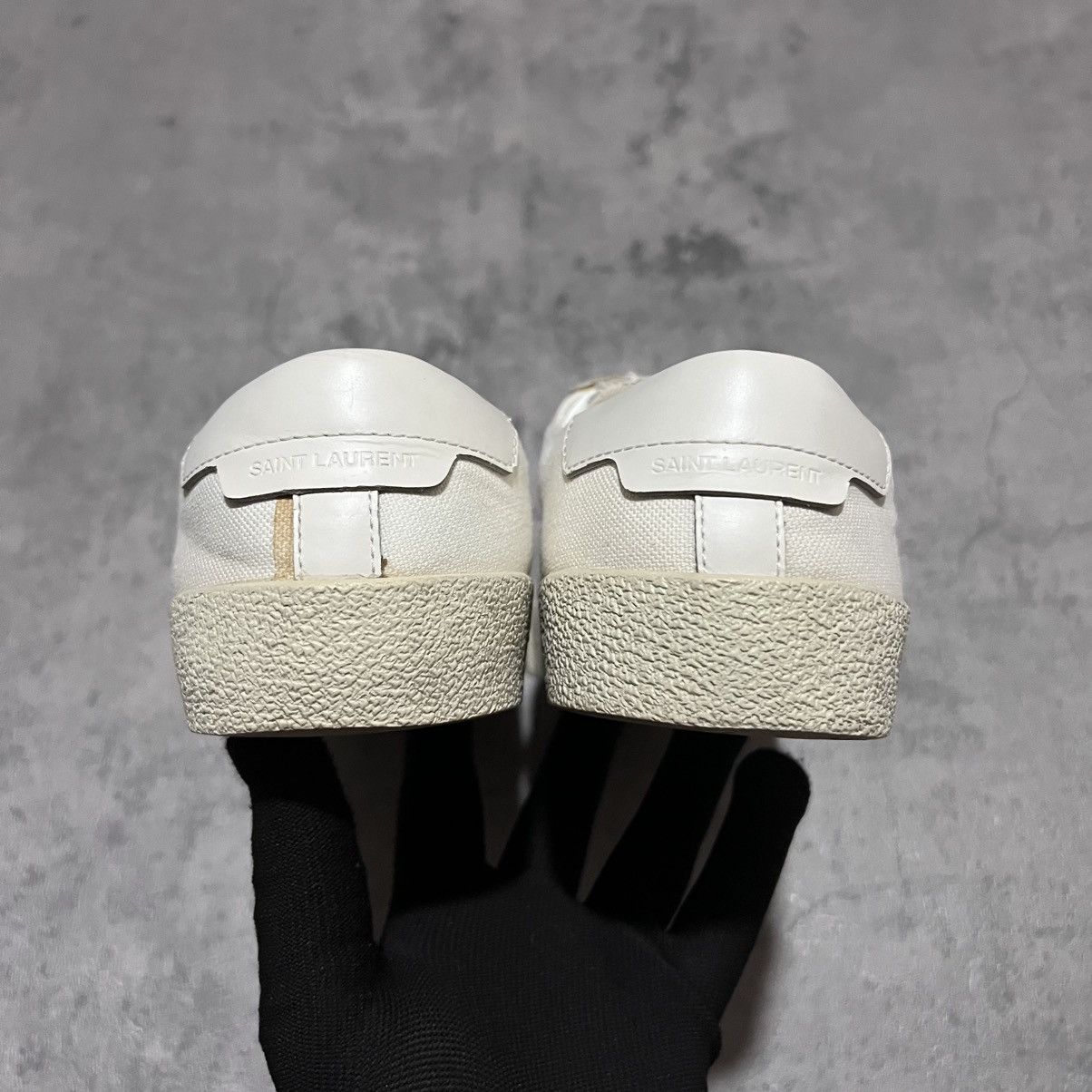 Saint Laurent Paris Court Classic Low SL/06 Logo Distressed Canvas Hedi Slimane Size US 8 / IT 38 - 8 Thumbnail