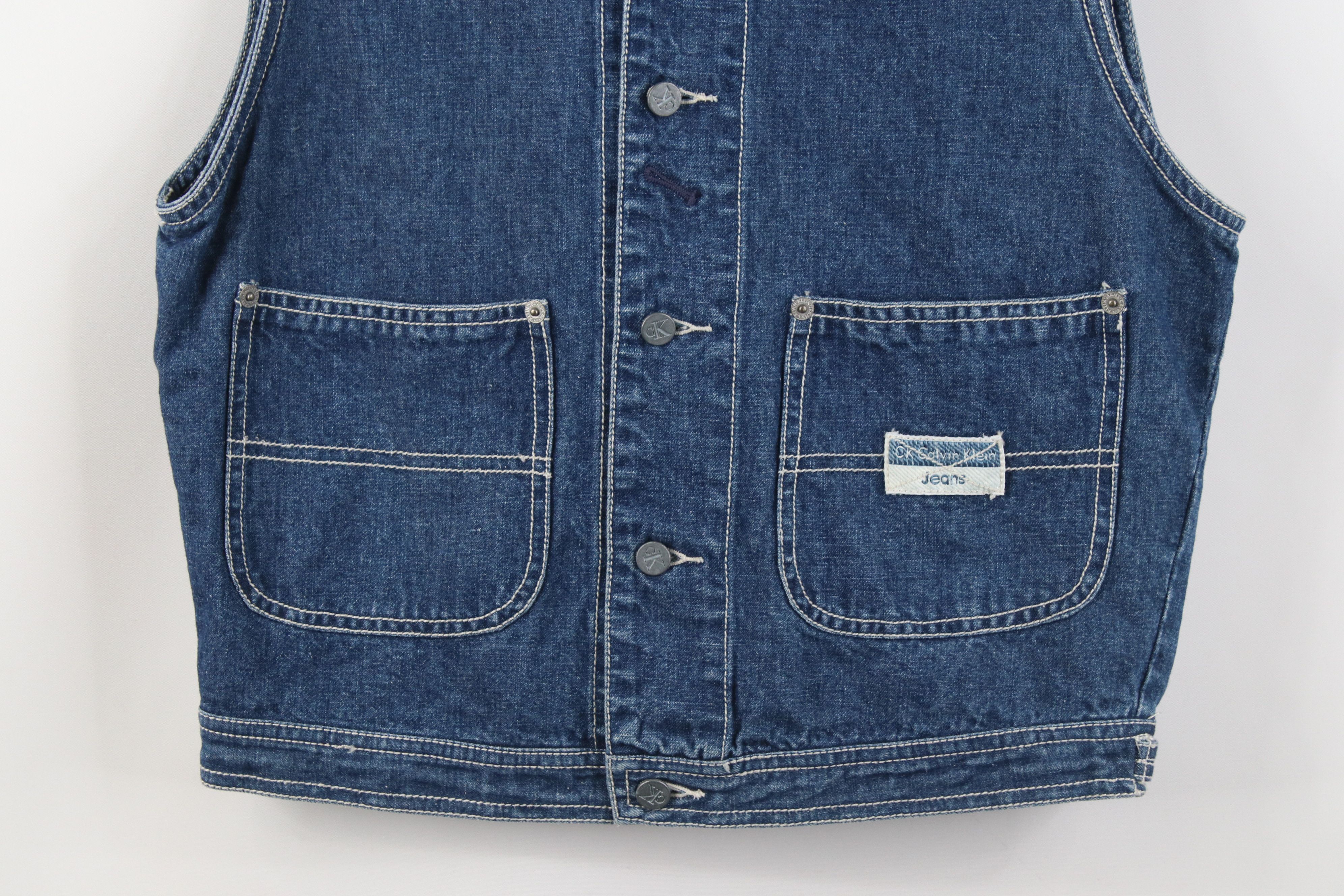 Calvin Klein Vintage 90s Calvin Klein Cropped Denim Trucker Vest Jacket Size M / US 6-8 / IT 42-44 - 3 Thumbnail