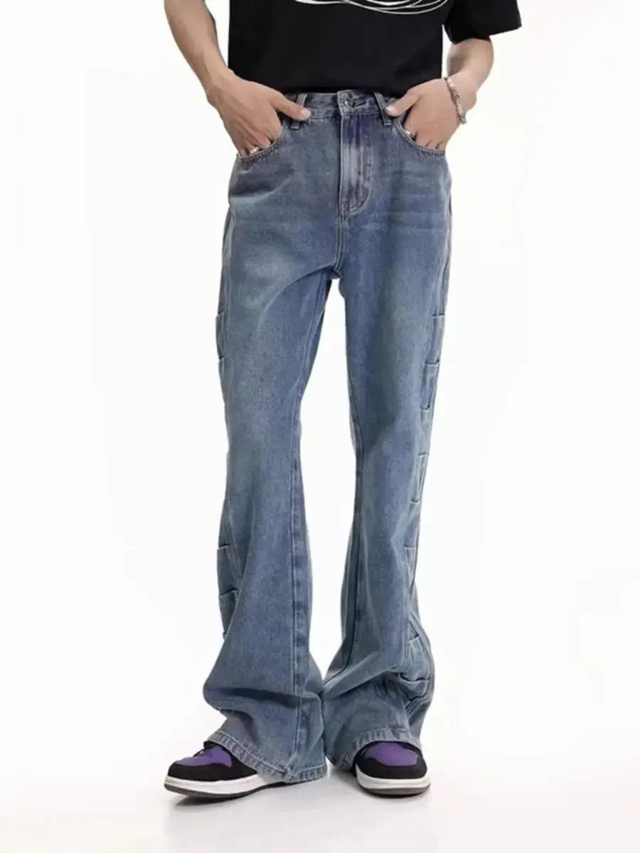 Japanese Brand Design Stacked Patchwork Jeans Versatile Micro Flares Size US 32 / EU 48 - 4 Thumbnail