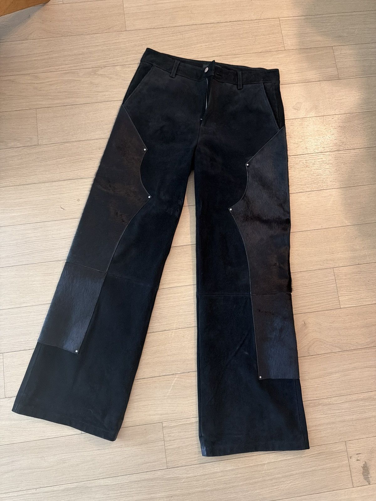 Heliot Emil HELIOT EMIL Black Lorica Carpenter Suede Pants Size US 34 / EU 50 - 1 Thumbnail