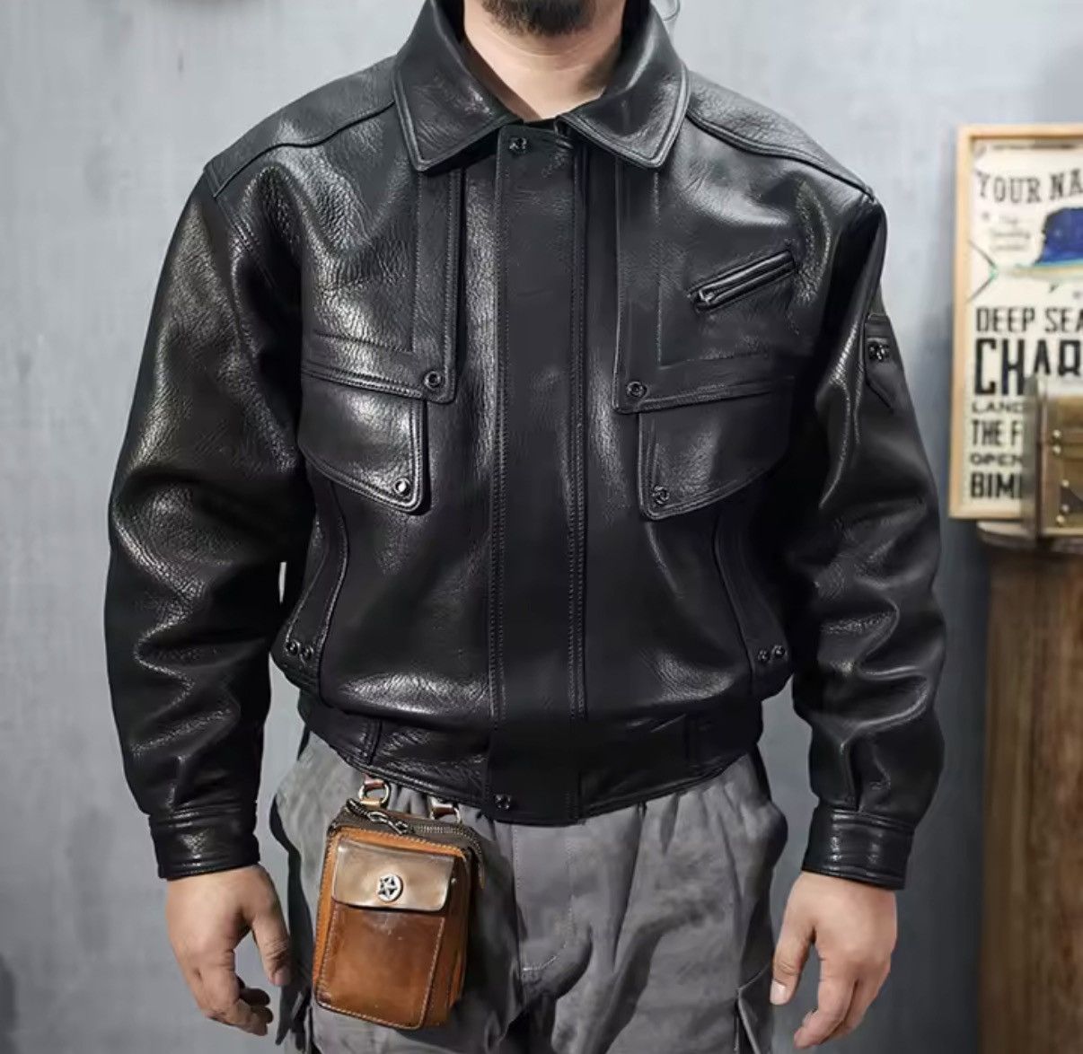Leather Streetwear PU Leather Zipper Motorcycle Jacket Size US L / EU 52-54 / 3 - 1 Thumbnail