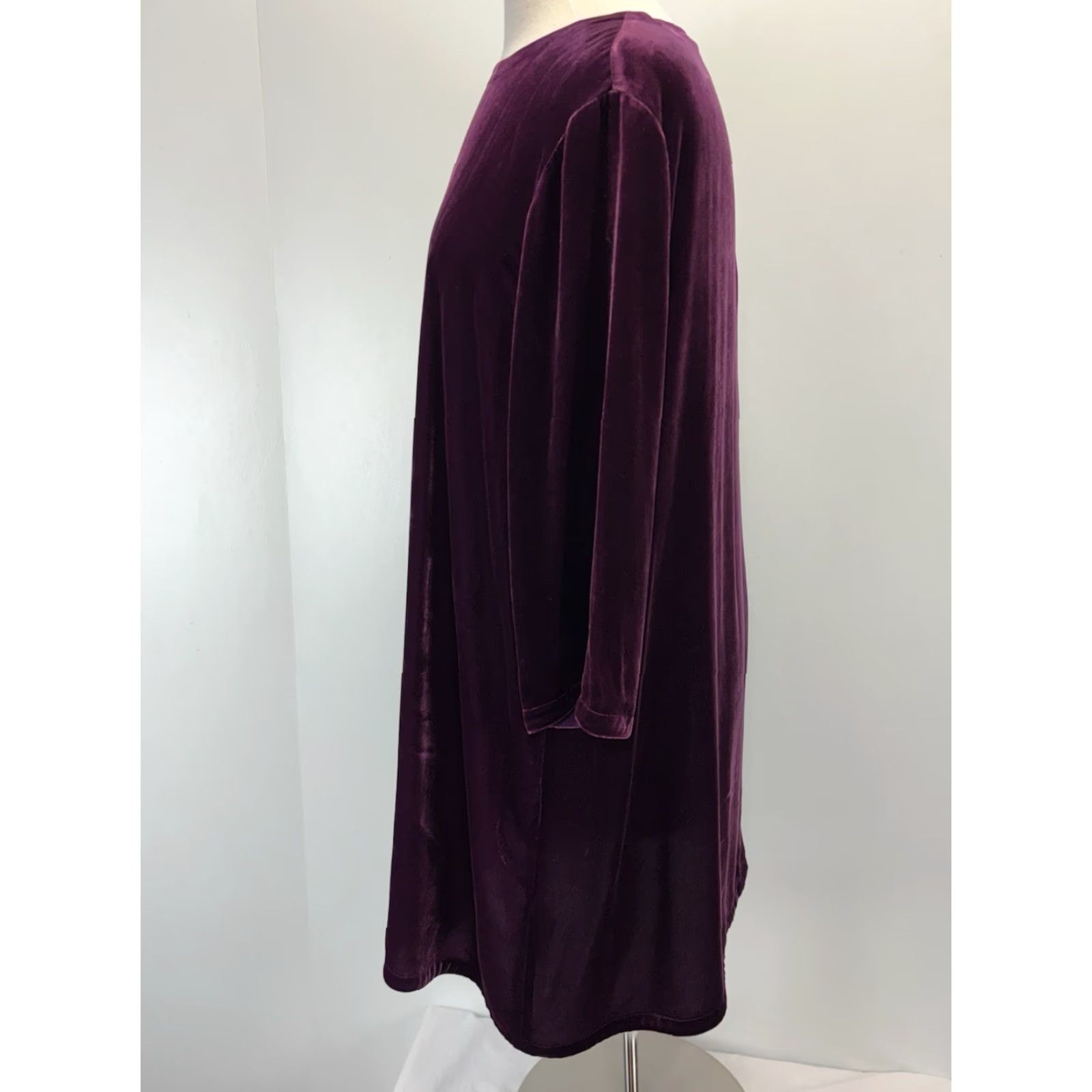 Eileen Fisher VINTAGE Eileen Fisher Velvet Shift Dress XL Dark Magenta Silk Blend Comfort Party Size XL / US 12-14 / IT 48-50 - 2 Thumbnail
