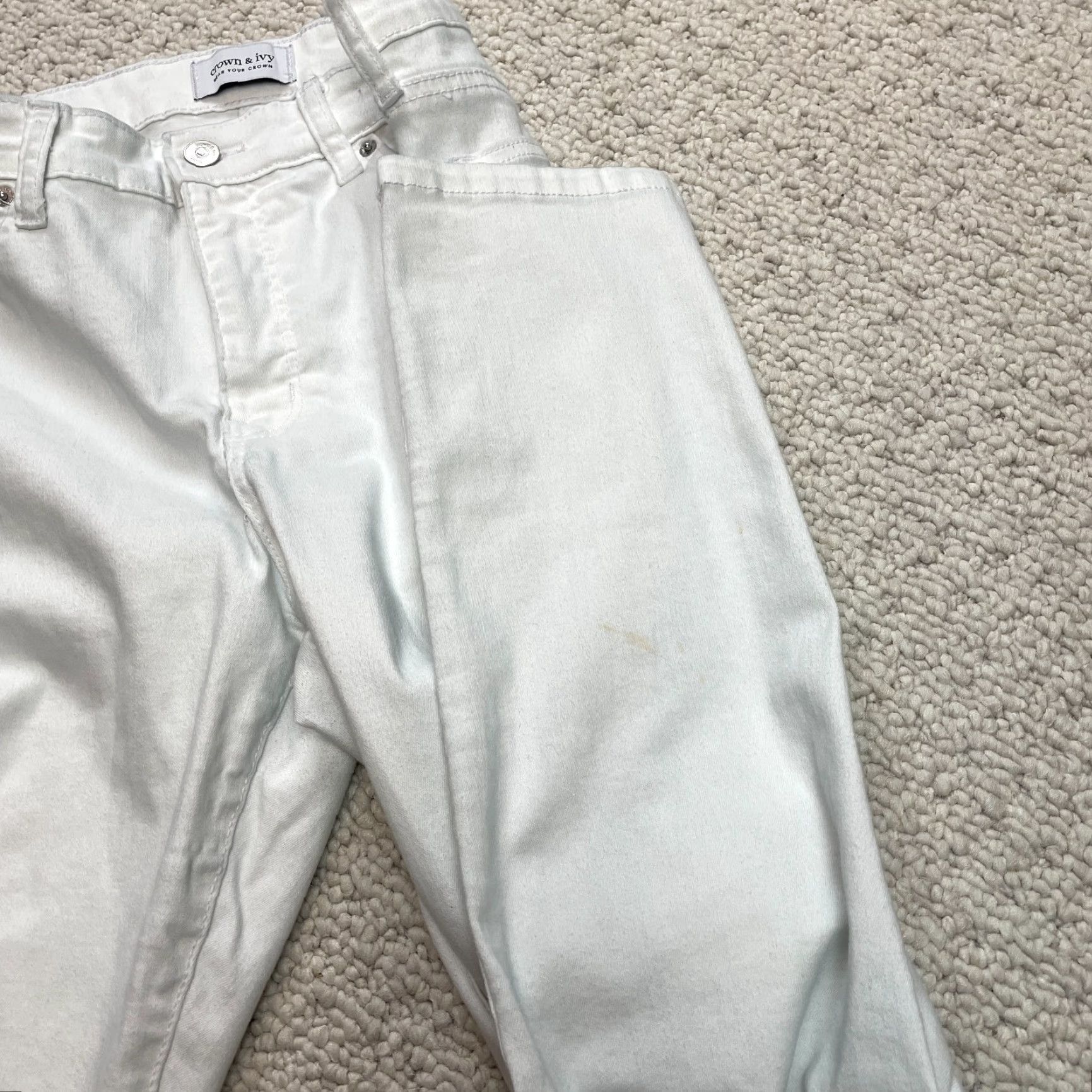 Vintage VINTAGE Crown & Ivy White Jeans Womens 14 R Skinny Distressed 34x28 Denim 5-Pocket Womens Branded Jeans Size 36" / US 14 / IT 50 - 7 Thumbnail
