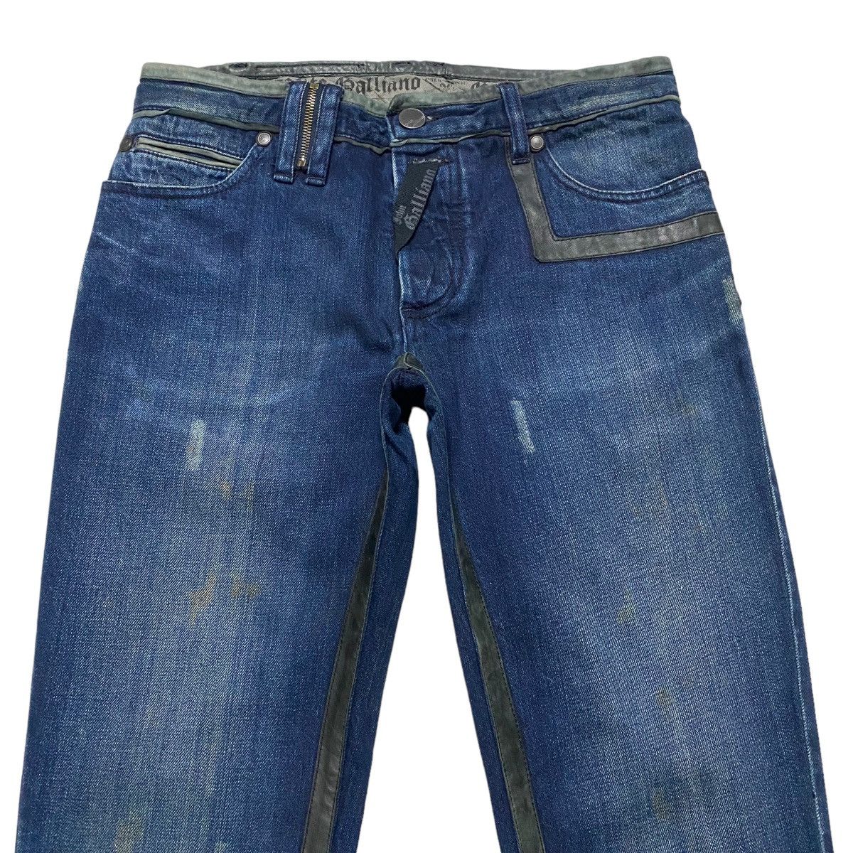John Galliano John Galliano Leather Trimmed Denim Jeans Size US 31 - 3 Thumbnail