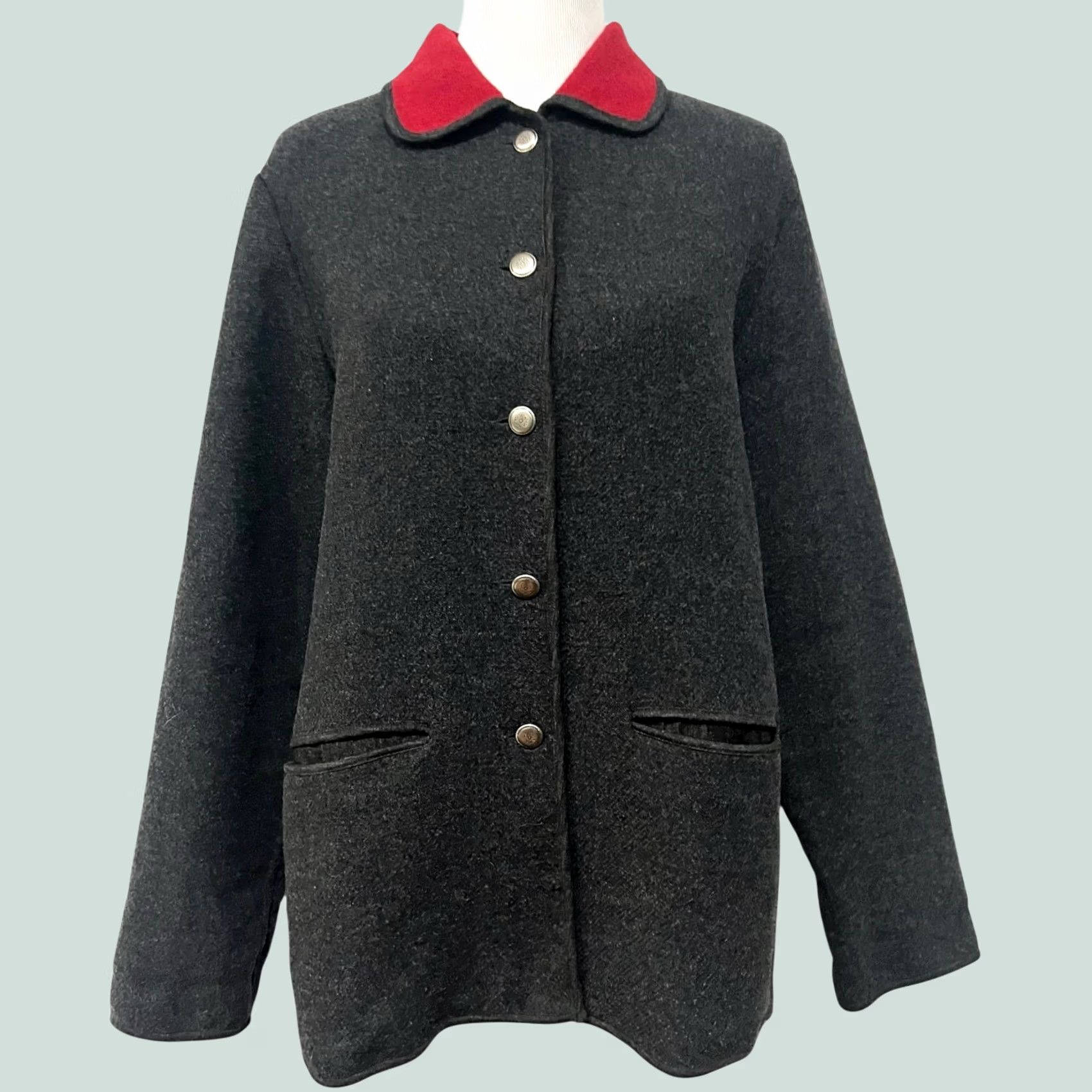 Talbots VINTAGE Talbots Wool Blend Jacket Women's Size S Gray Red Button Front Size S / US 4 / IT 40 - 1 Thumbnail