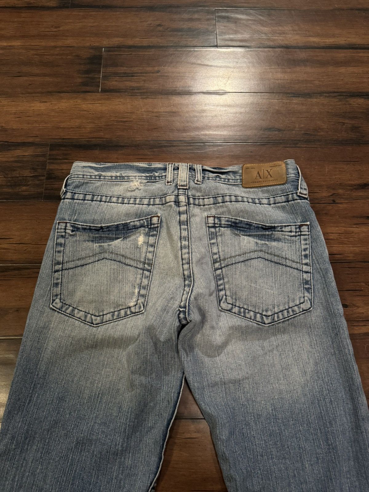 Armani Exchange Y2K Armani Exchange Light Blue Distressed Bootcut Jeans Size US 34 / EU 50 - 6 Thumbnail