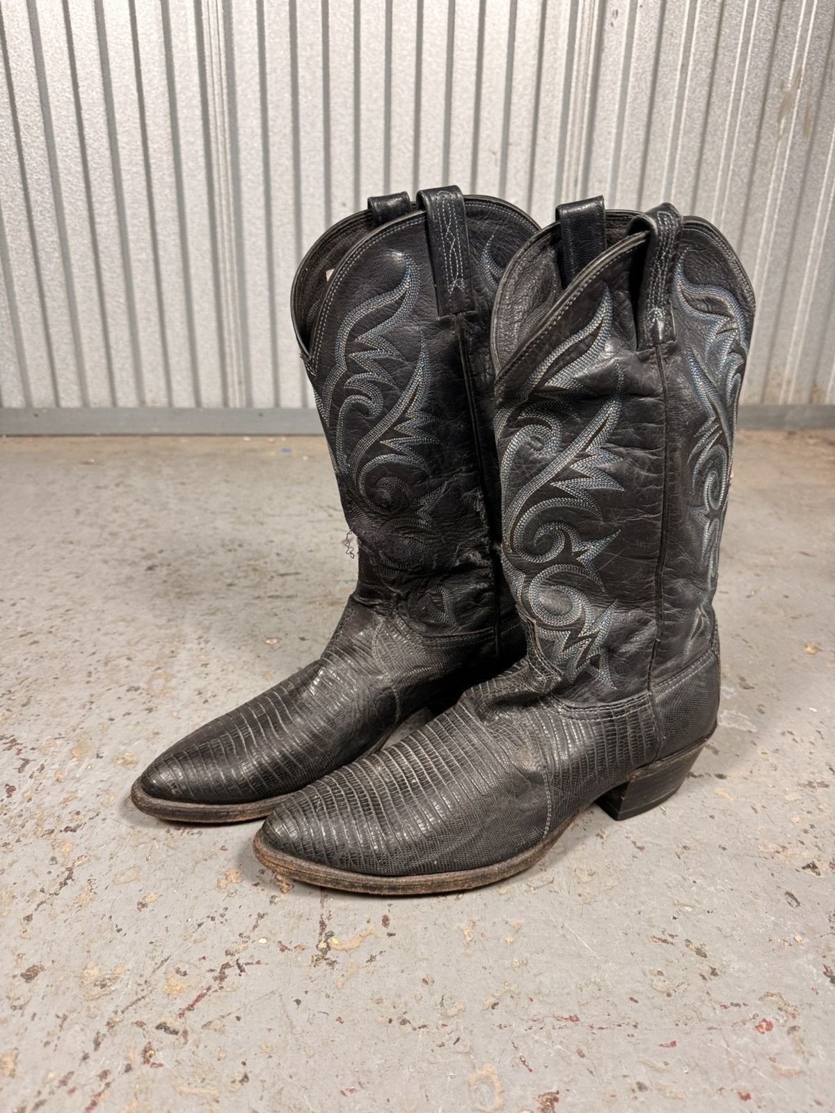Dan Post 80s Vintage Dan Post Black Teju Lizard Skin Boots Size US 10 / EU 43 - 1 Thumbnail