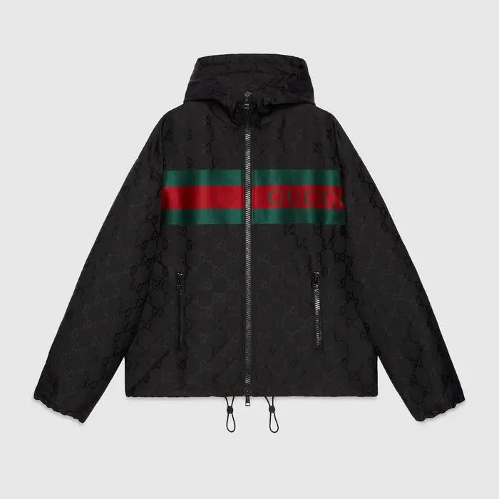 o1loc1c0226 782717 GG Nylon Jacquard Jacket in Black