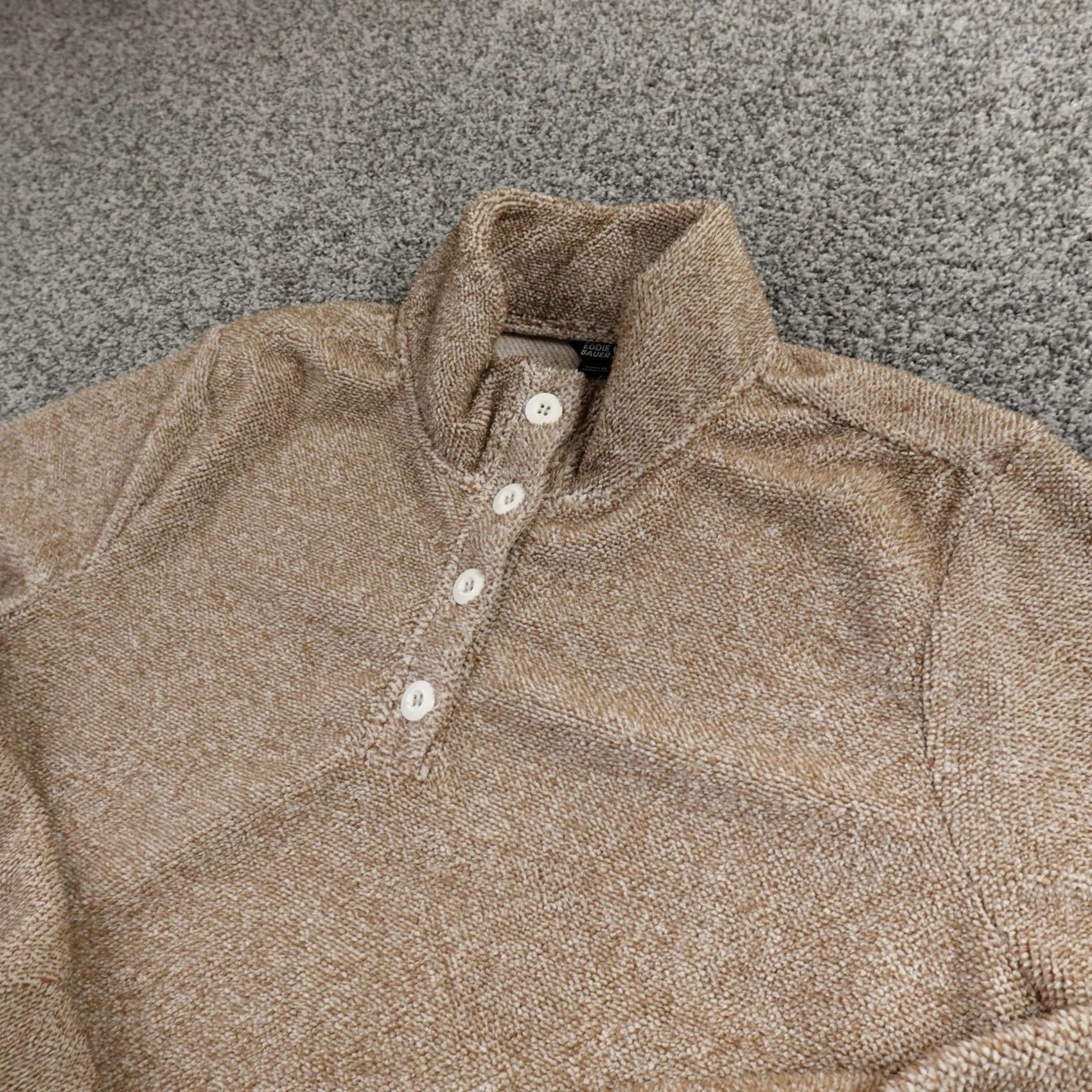 Eddie Bauer Eddie Bauer Sweater Womens XL Beige Tan Fleece Henley Mock Neck Raglan Sleeve Cozy Warm Pullover Size XL / US 12-14 / IT 48-50 - 2 Thumbnail