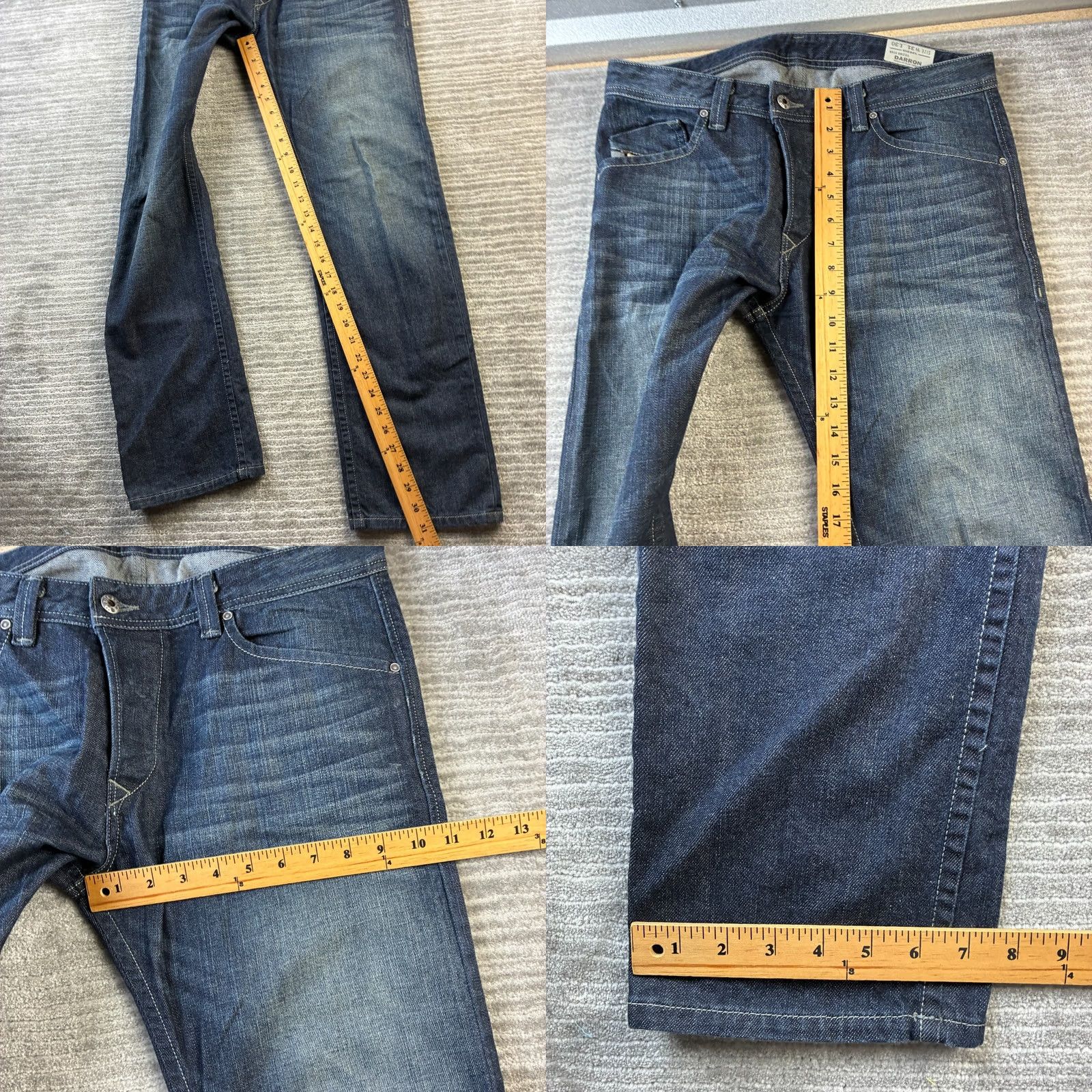Diesel VINTAGE Diesel Jeans Mens 31x30 Darron Blue Denim Slim Tapered Button Fly 5-Pocket 90s Mens Clothing Size US 31 - 8 Thumbnail