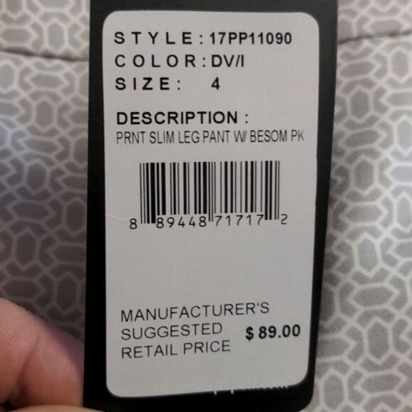 Adrianna Papell Adrianna Papell Embellished Print Slim Leg w Besom Pk Sz. 4 Size 27" / US 4 / IT 40 - 6 Thumbnail